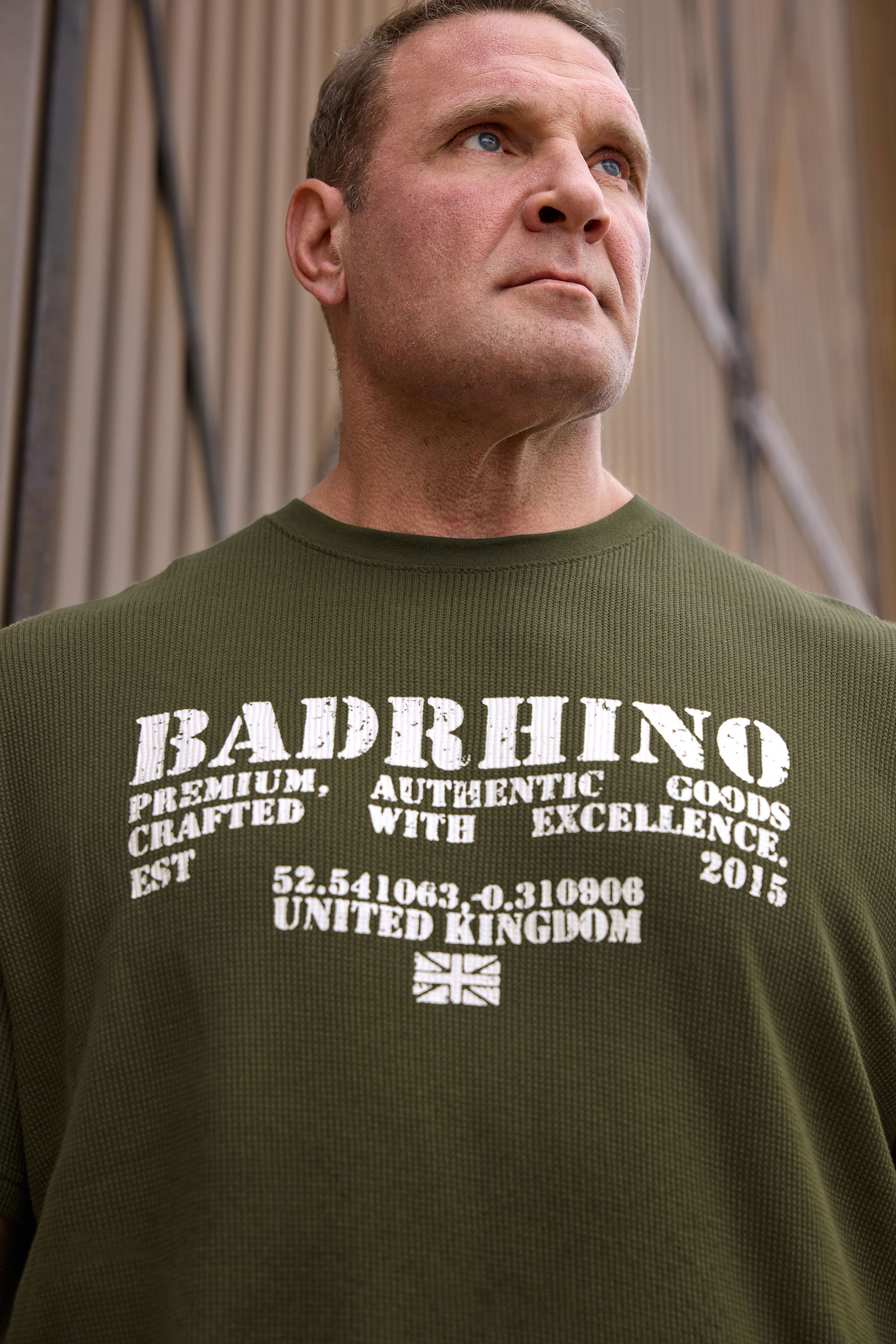 BadRhino Big & Tall Khaki Green Military Waffle Texture T-Shirt | BadRhino 3