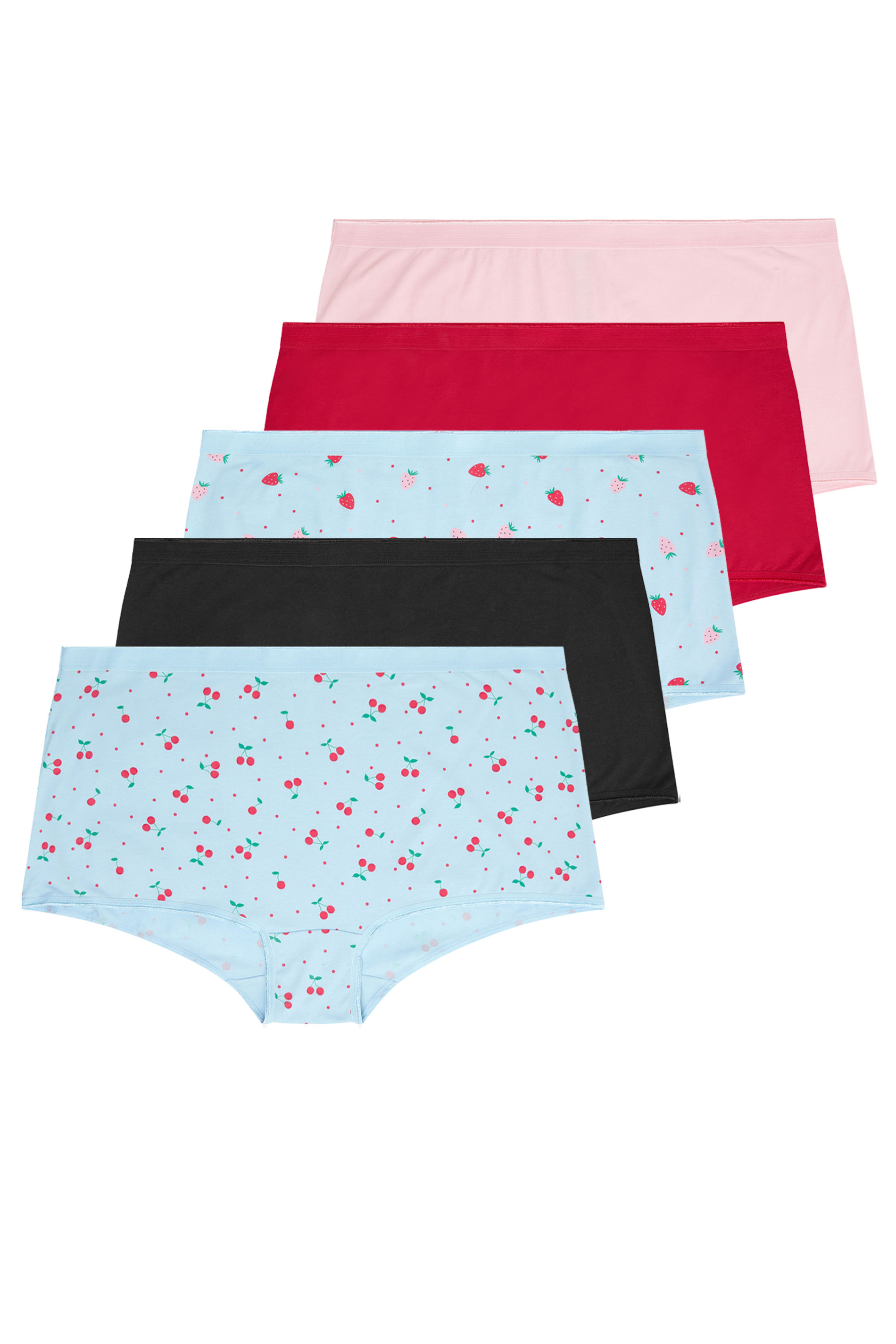 YOURSET 5 PACK Plus Size Blue Berry Print Shorts | Yours Clothing 3