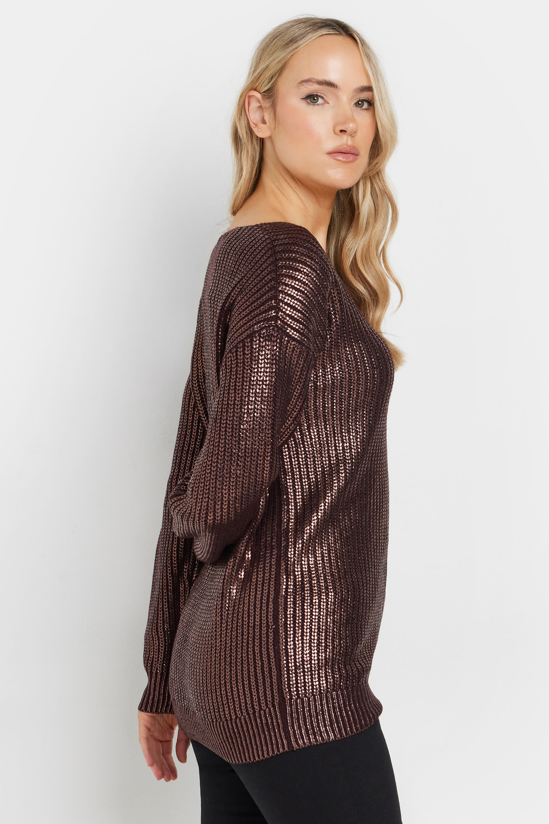 LTS Tall Women's Chocolate Brown Foil Jumper | Long Tall Sally 2