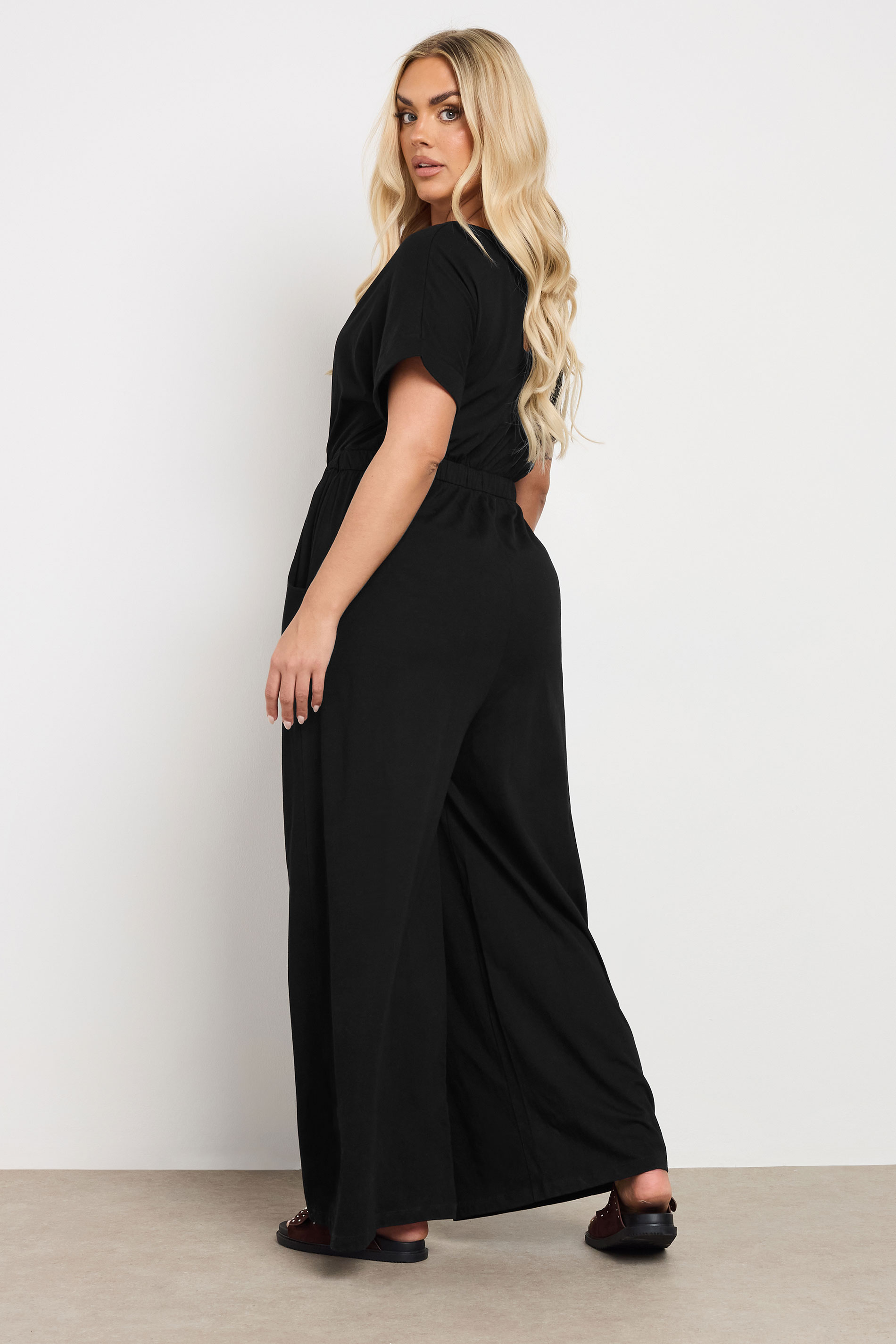 YOURS Plus Size Black Wide Leg Jumpsuit | Yours Clothing 2