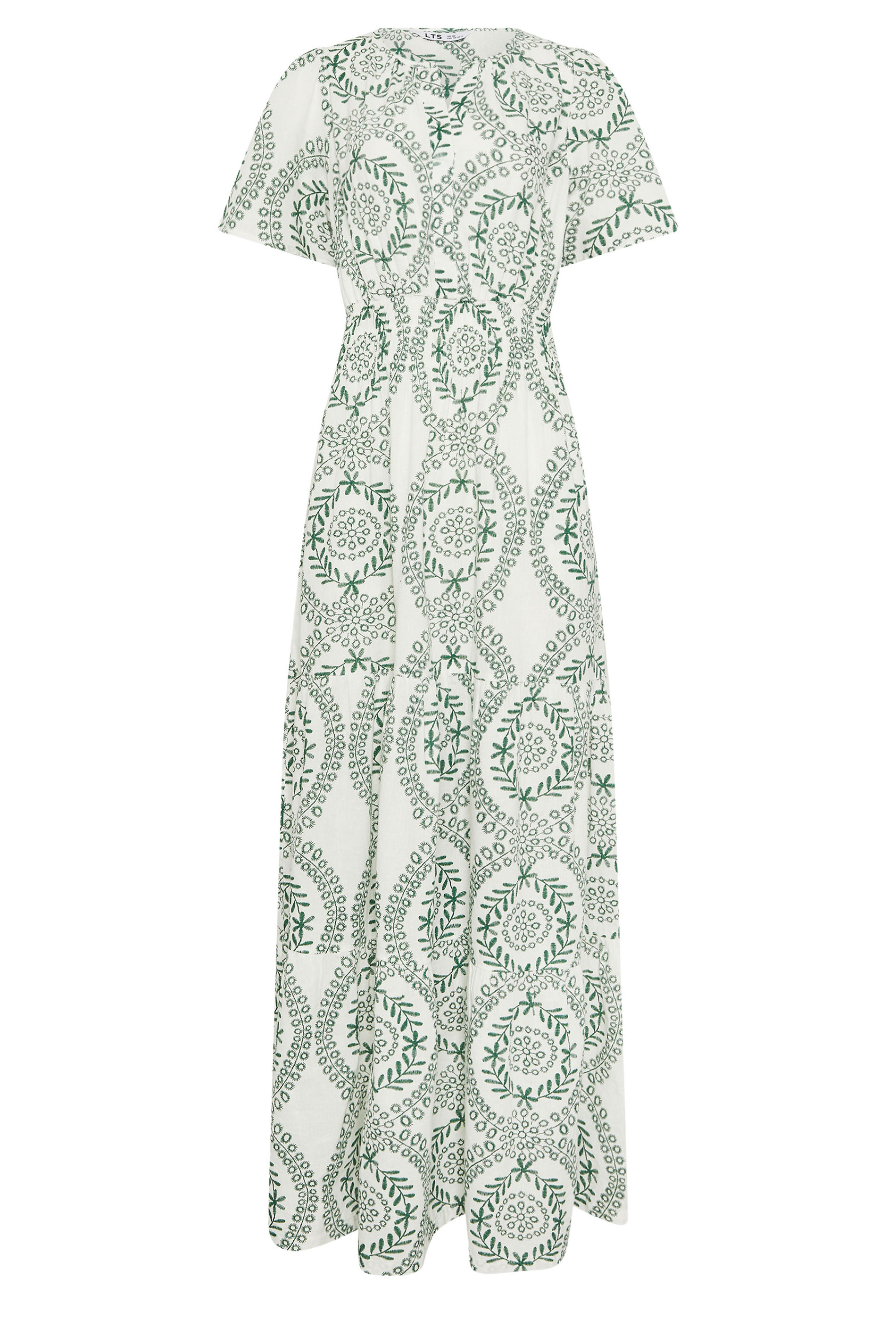 LTS Tall Women's Green & White Leaf Print Linen Maxi Dress | Long Tall Sally 6