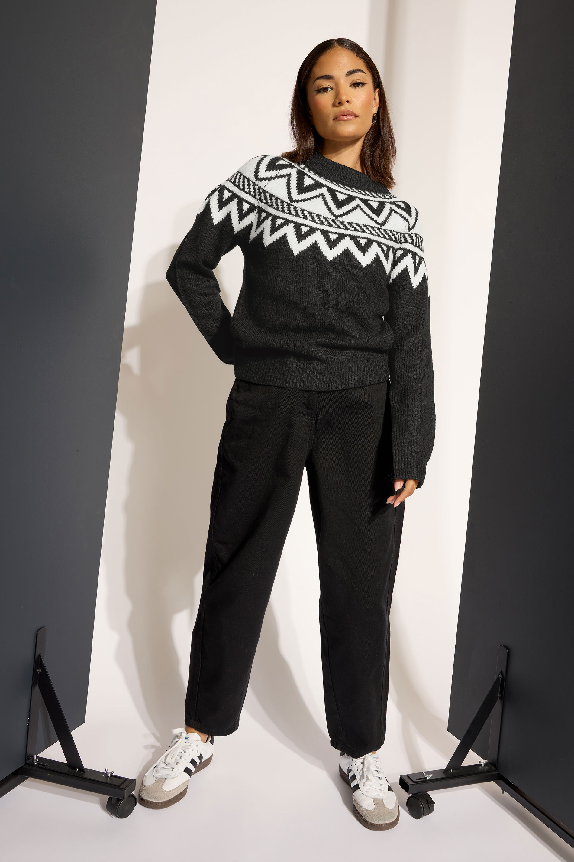 PixieGirl Black Fairisle Roll Neck Jumper | PixieGirl  1