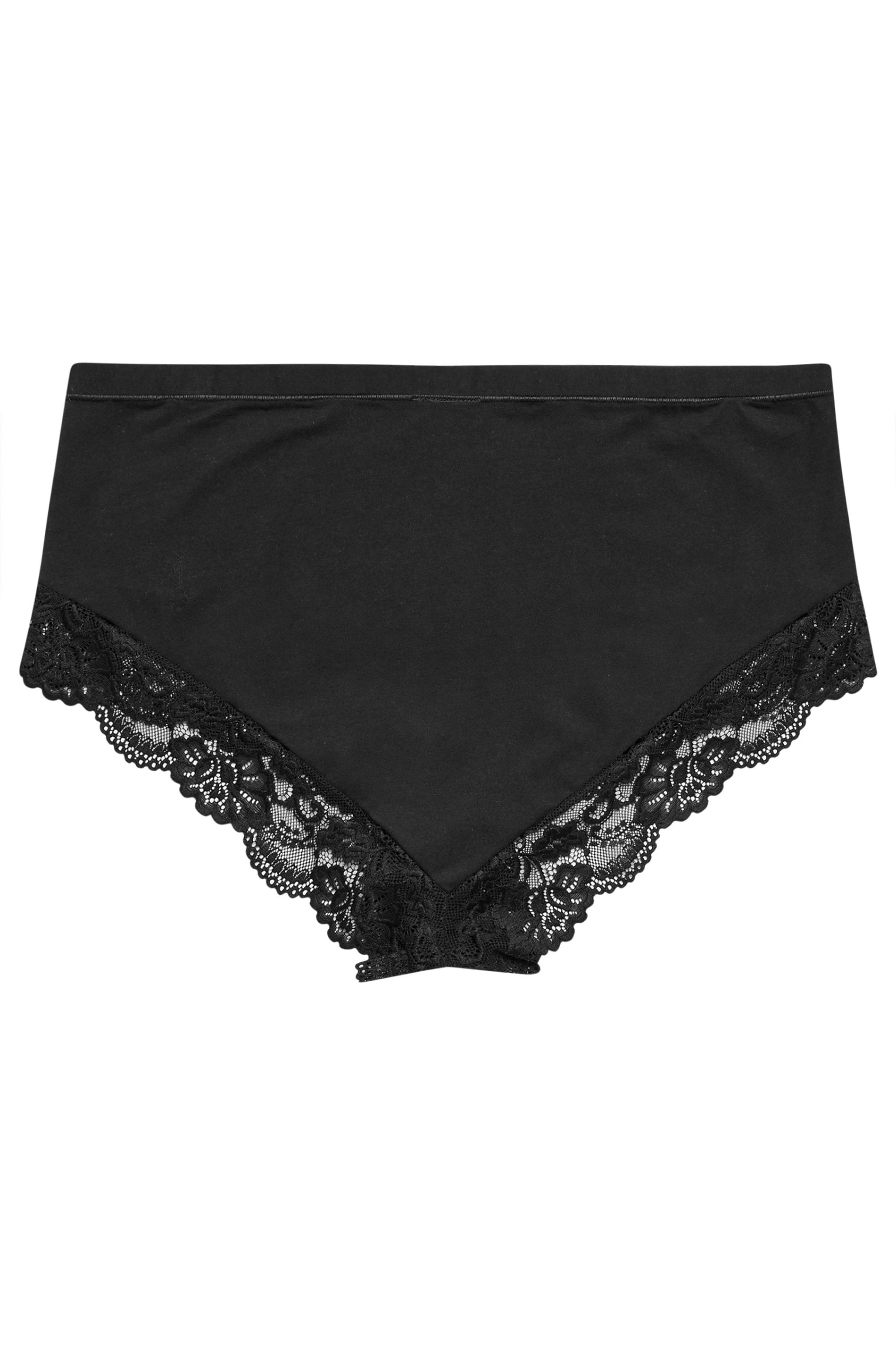 YOURS Plus Size Black Hi Shine Lace Full Brief | Yours Clothing 6