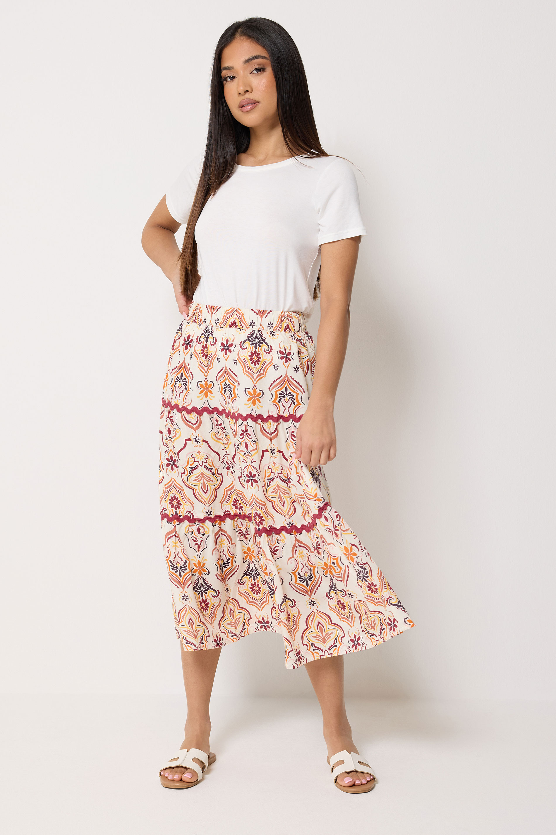 M&Co Petite Orange Abstract Print Maxi Skirt | M&Co 2