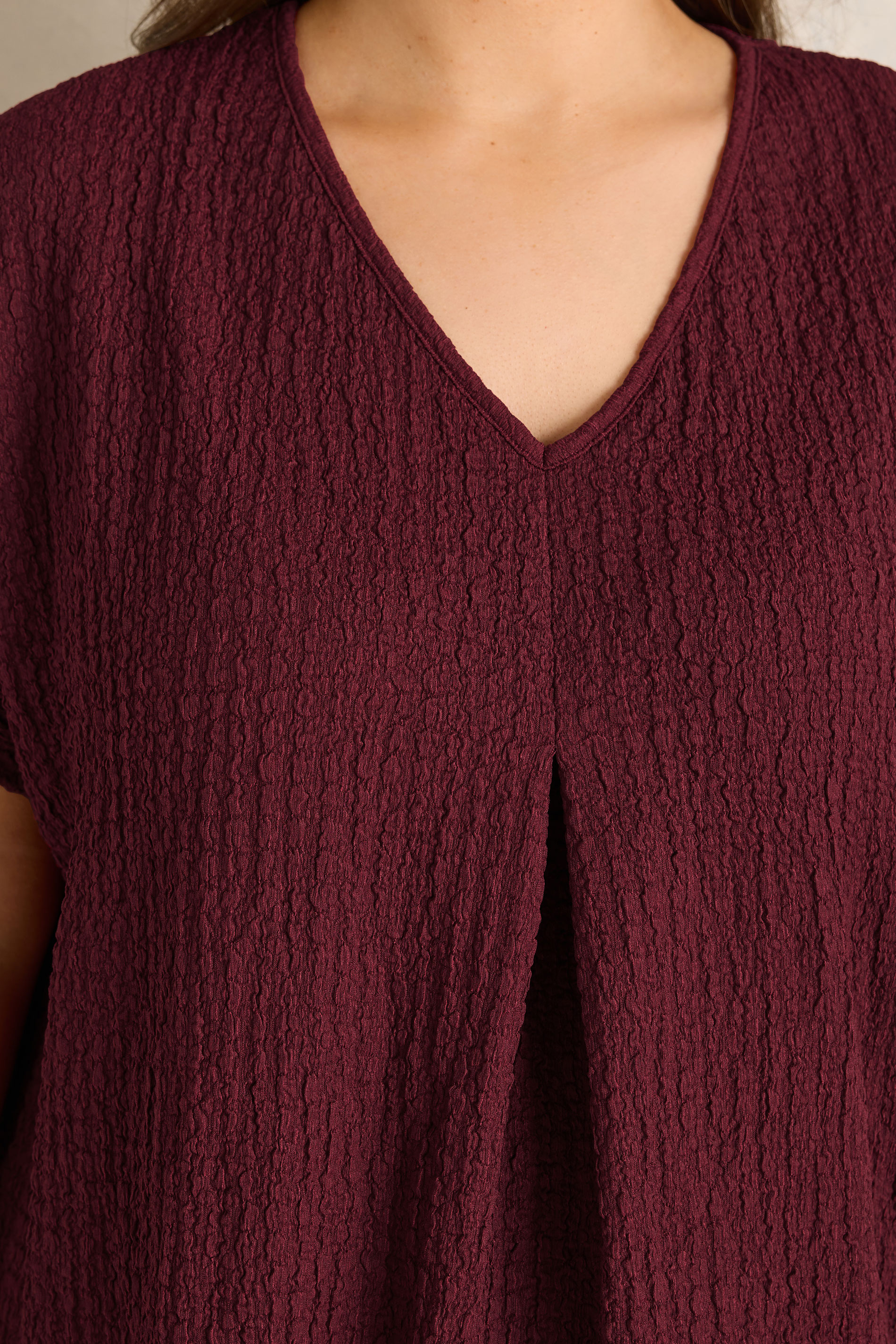 EVANS Plus Size Berry Red Pleat Front Swing Top | Evans 4