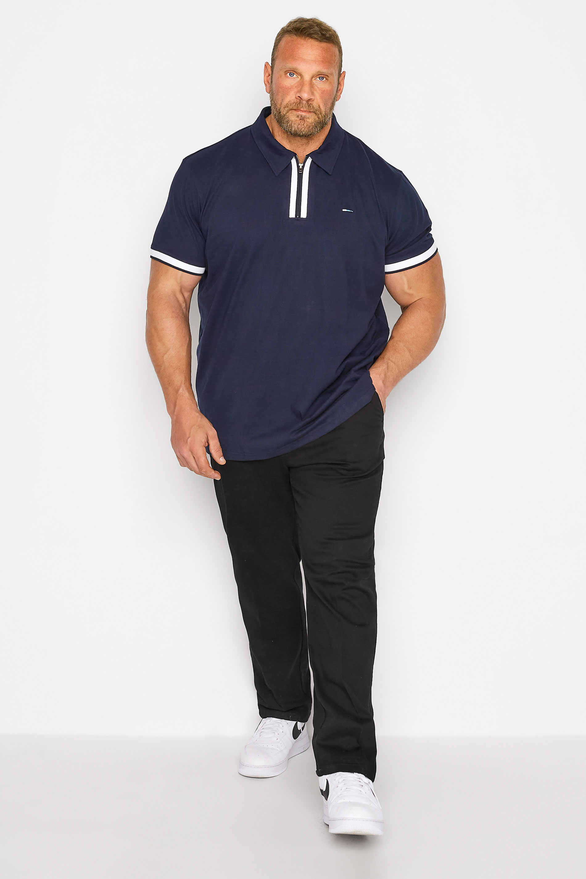 D555 Big & Tall Black Extendable Waist Stretch Chinos | BadRhino 1