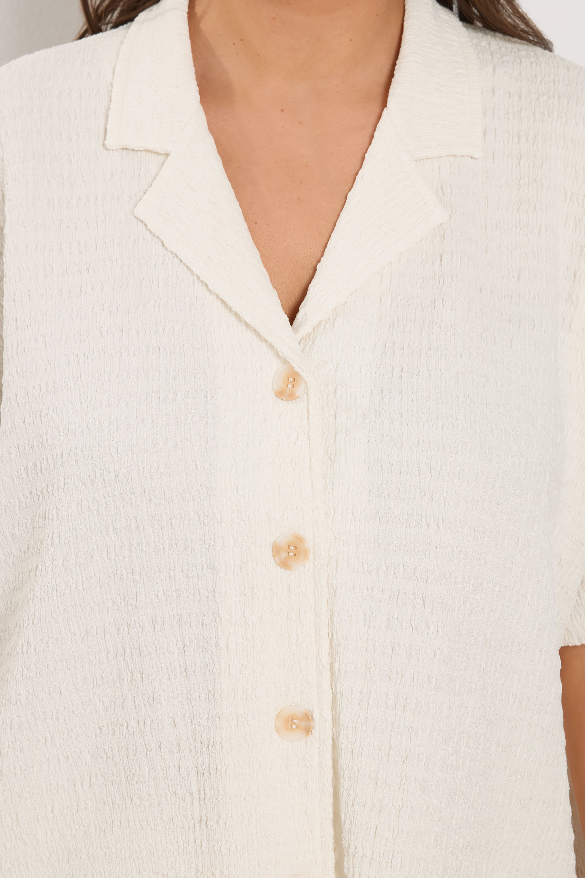 YOURS Plus Size Ivory White Textured Shirt | Yours Clothing 6
