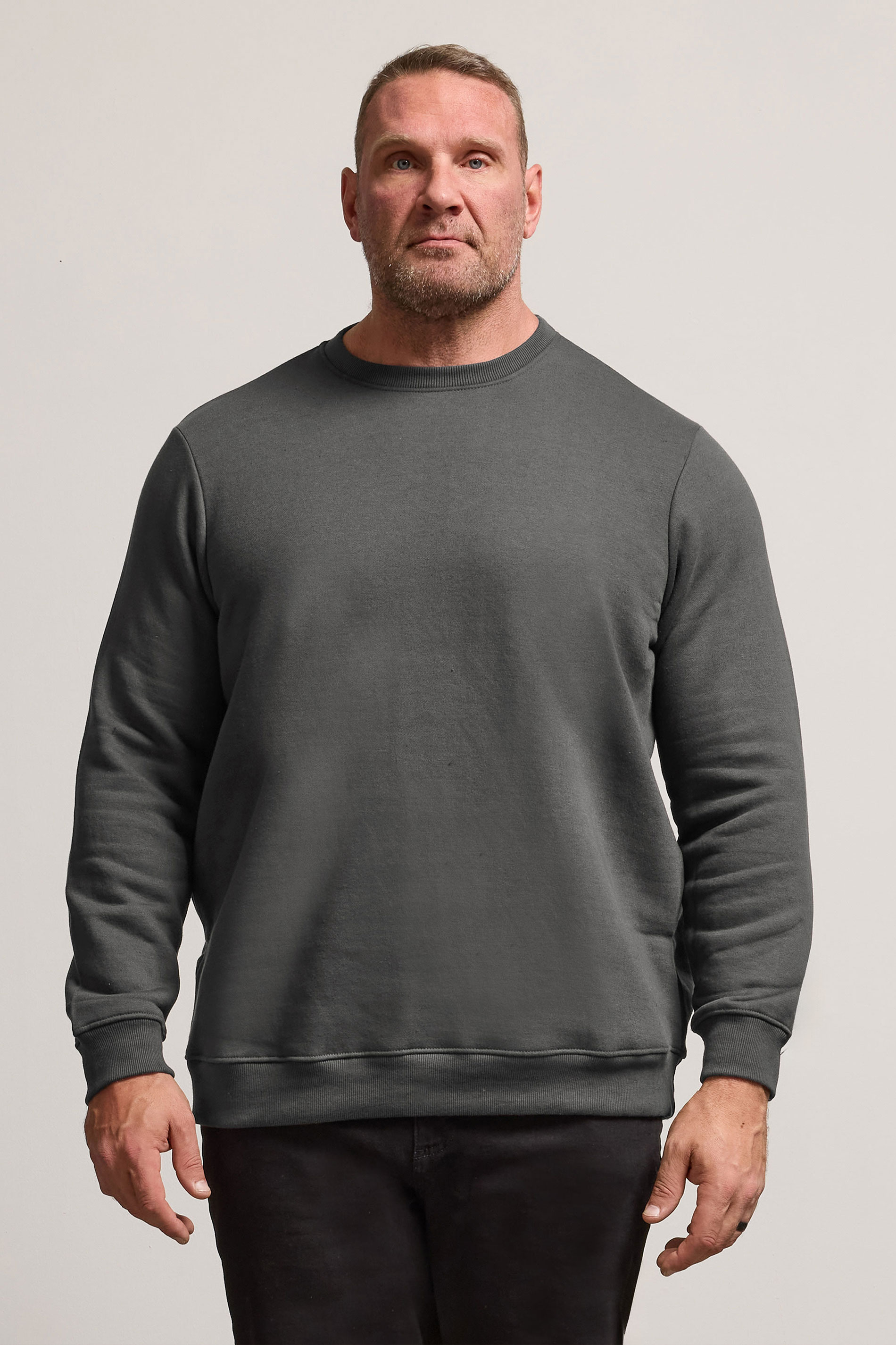 BadRhino Big & Tall Grey Premium Crew Neck Sweatshirt | BadRhino 3