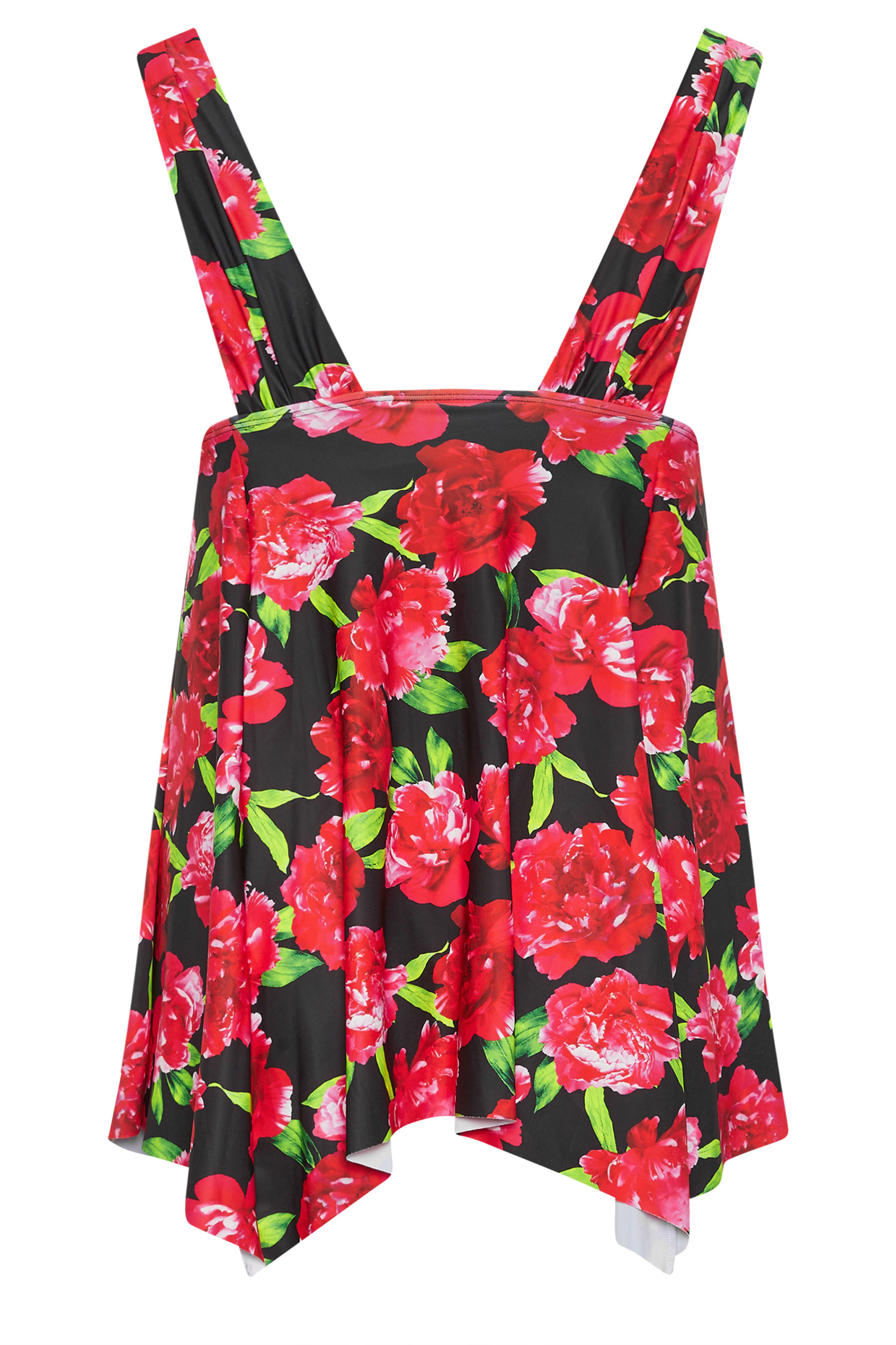 YOURS Plus Size Red Floral Print Hanky Hem Swim Dress | Yours Clothing 8