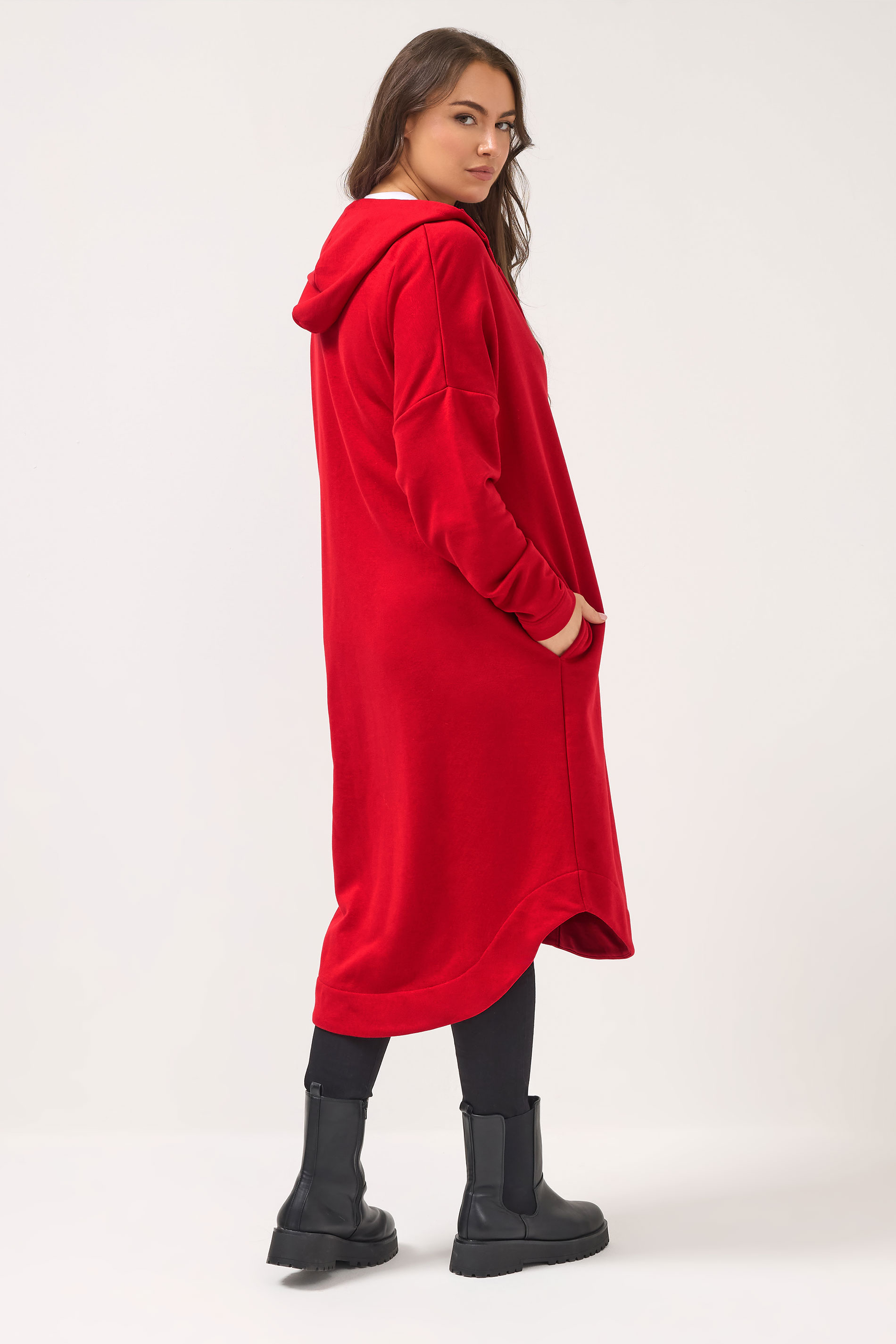 YOURS Plus Size Red Hooded Maxi Jacket | Yours Clothing 2