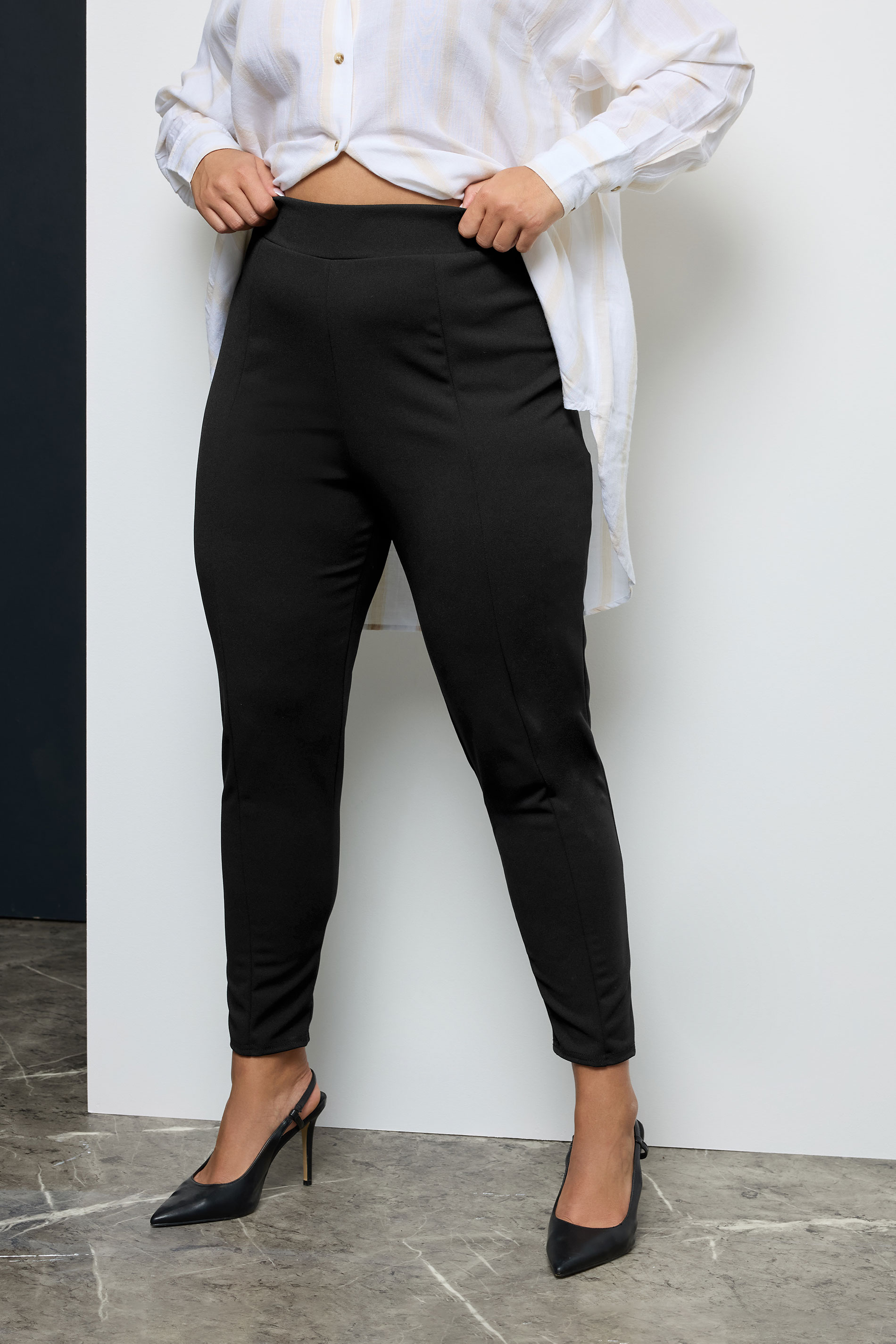 Plus Size Black Tapered Trousers | Yours Clothing 3