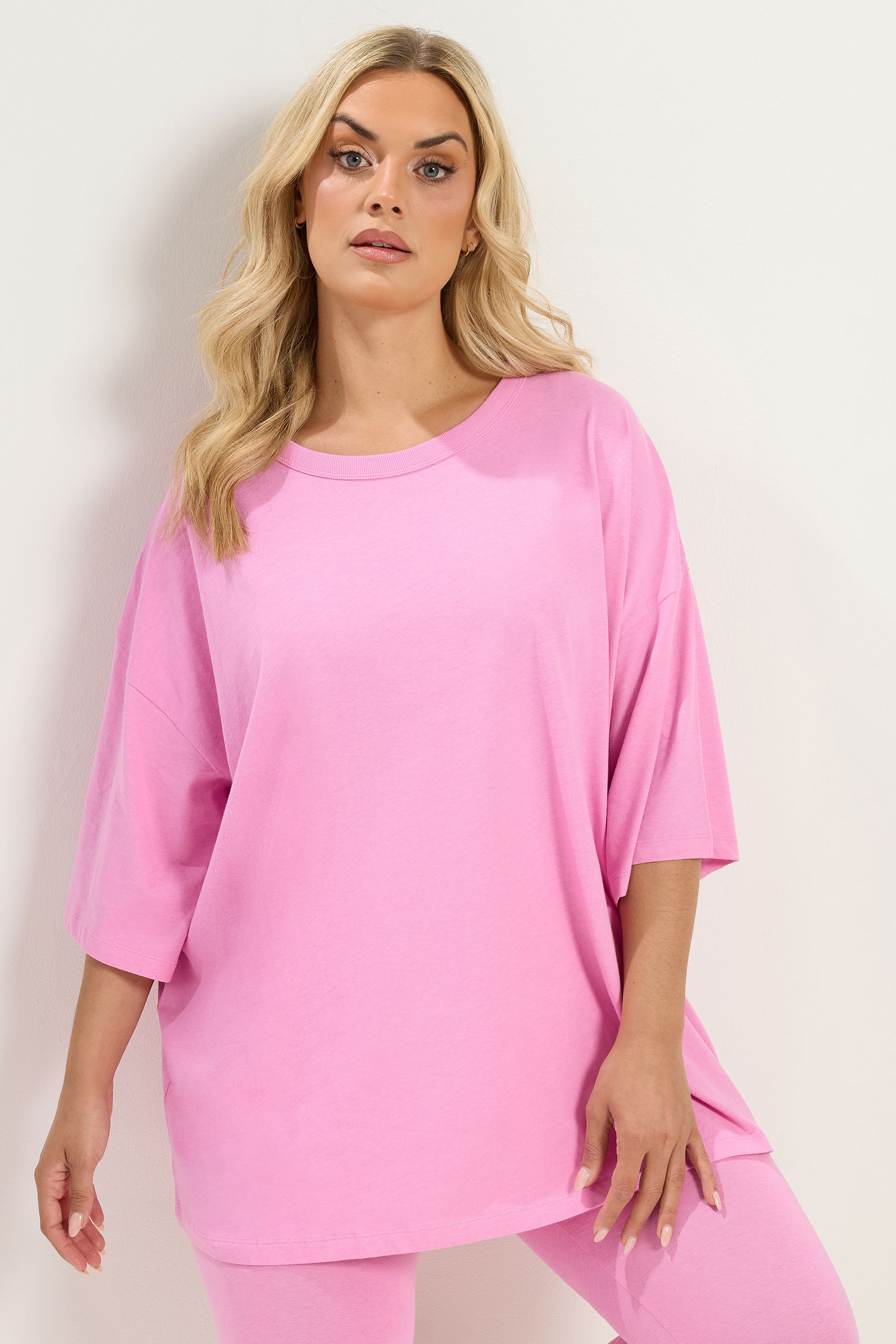 YOURS Plus Size Pink Oversized Boxy T-Shirt | Yours Clothing 3