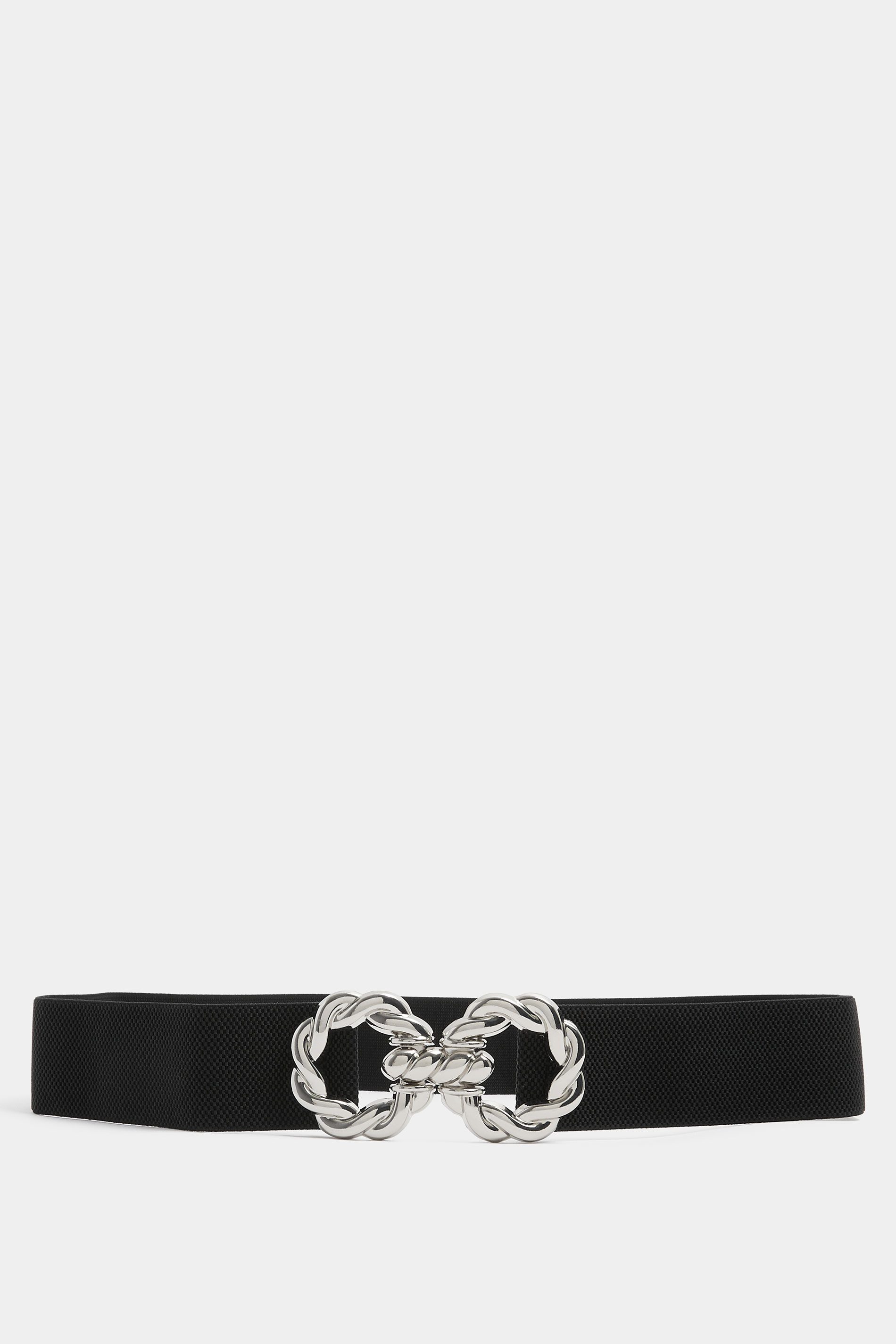 Black Elasticated Buckle Front Belt | Yours Clothing 3