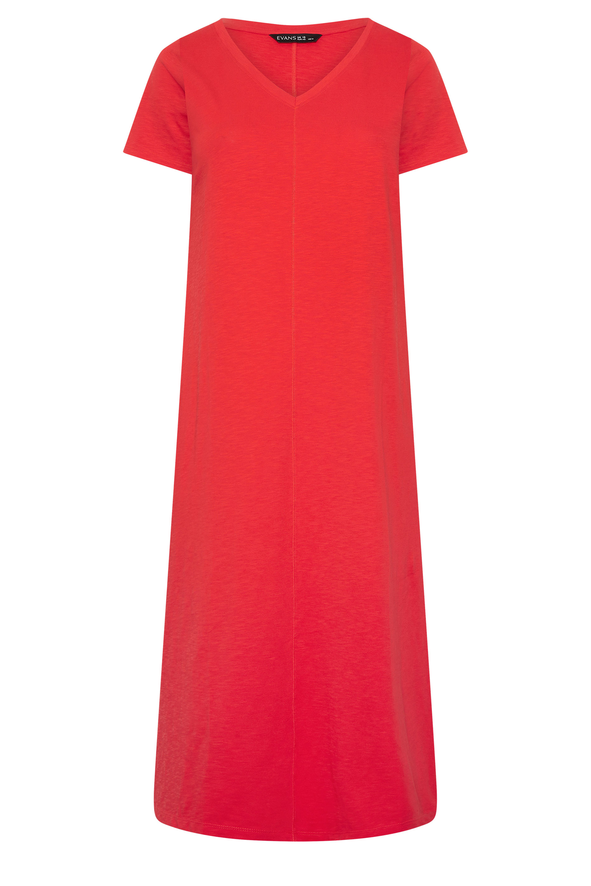 EVANS Plus Size Red Premium Cotton Dress | Evans 5