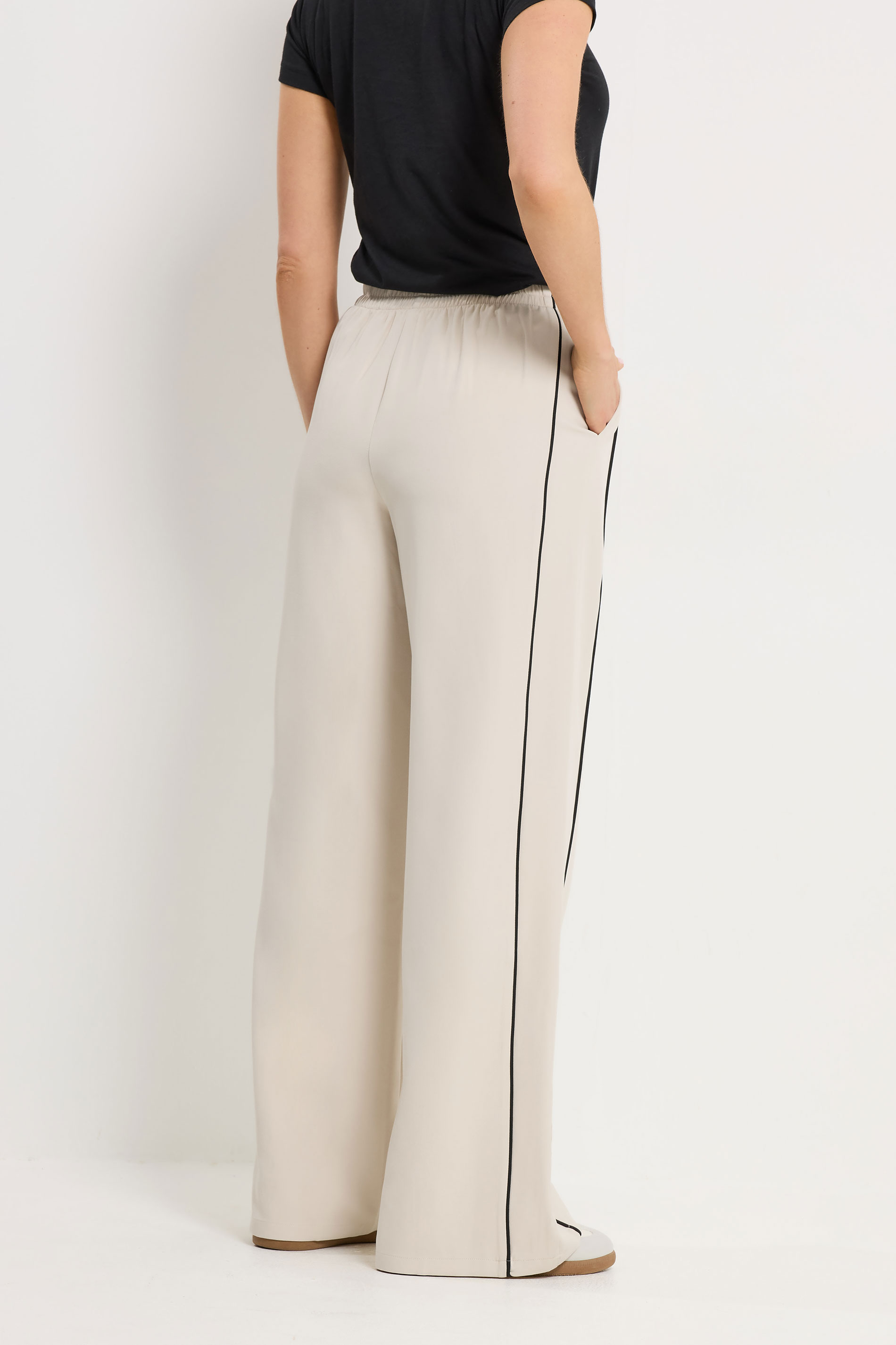 LTS Tall Women's Ivory White Piped Wide Leg Trousers | Long Tall Sally 2