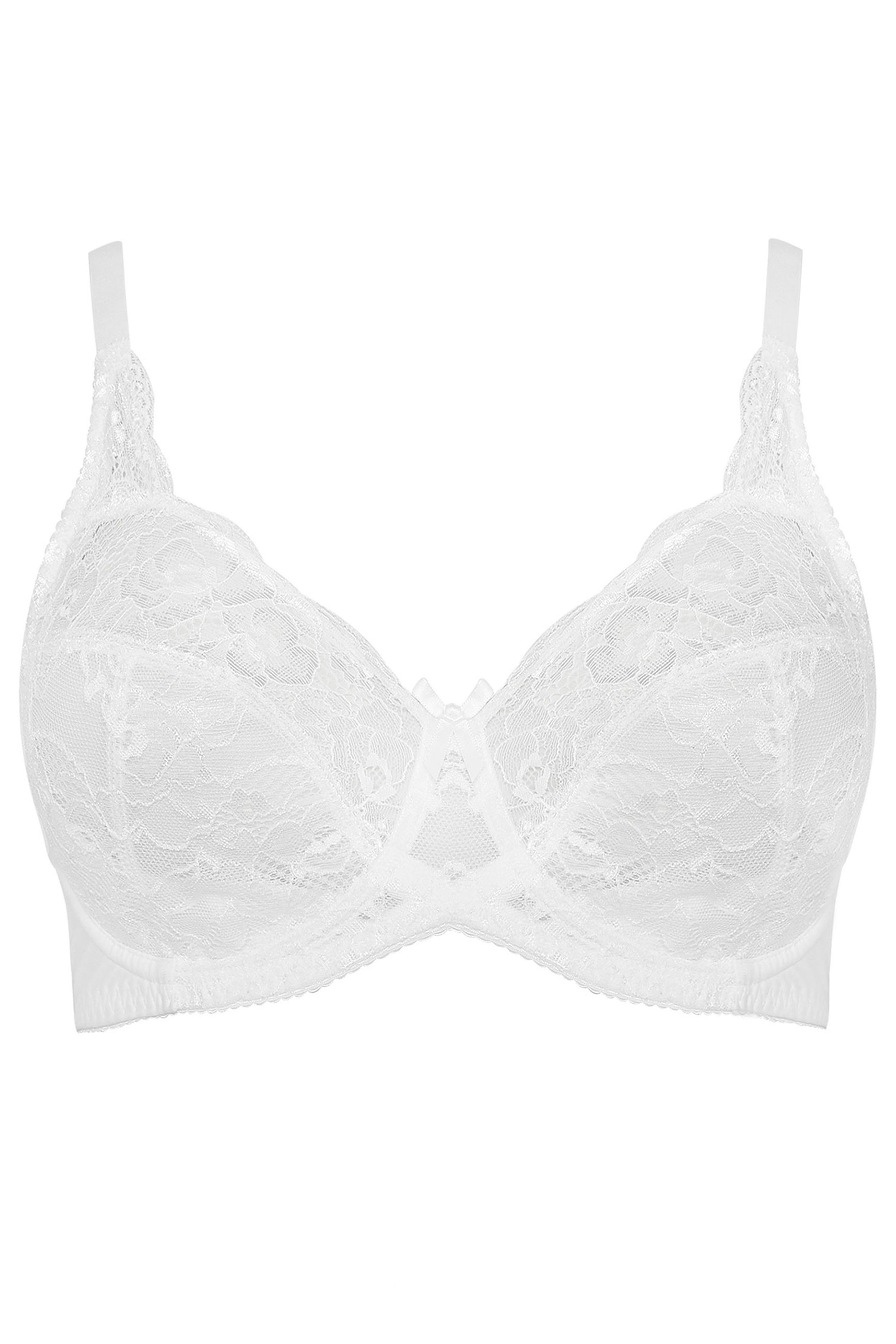 Plus Size 2 PACK Black & White Stretch Lace Non-Padded Underwired Balcony Bras | Yours Clothing 9
