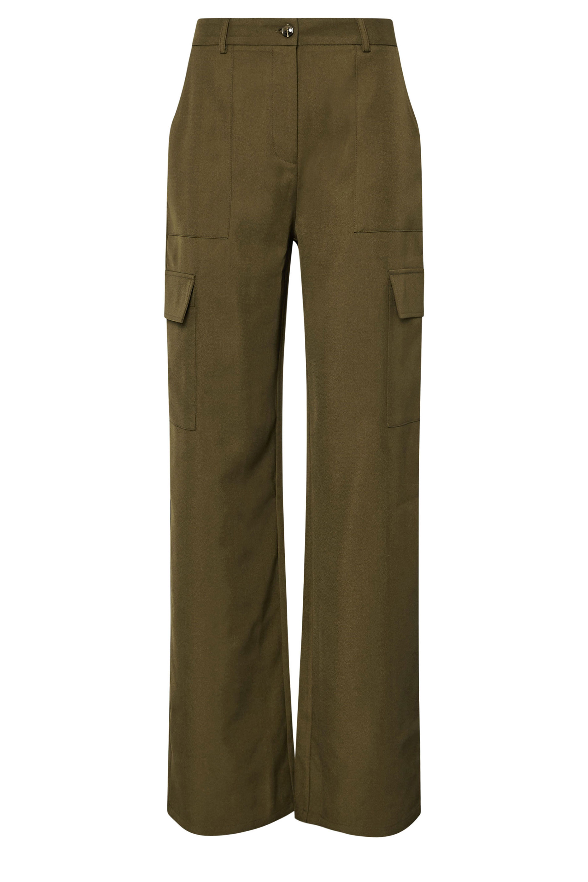 LTS Tall Khaki Green Tailored Cargo Pocket Wide Leg Trousers | Long Tall Sally 7