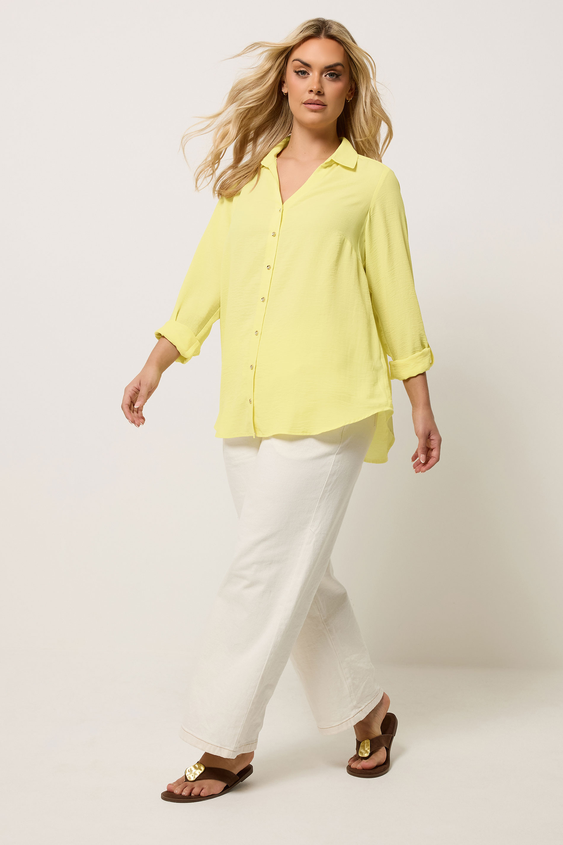 YOURS Plus Size Yellow Button Through Blouse | Yours Clothing 1