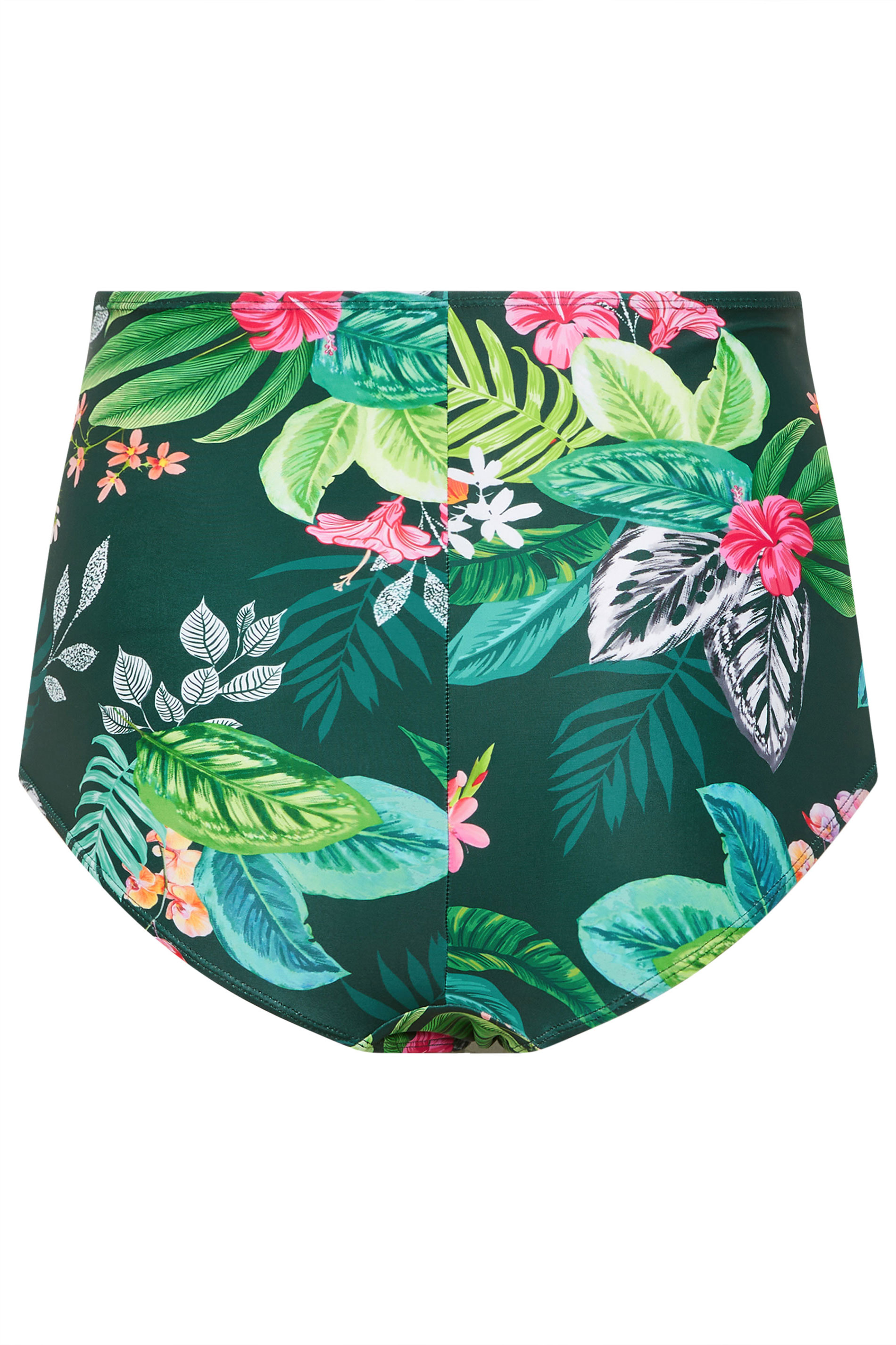 YOURS Plus Size Green Tropical Super High Waisted Tummy Control Bikini Briefs | Yours Clothing 7