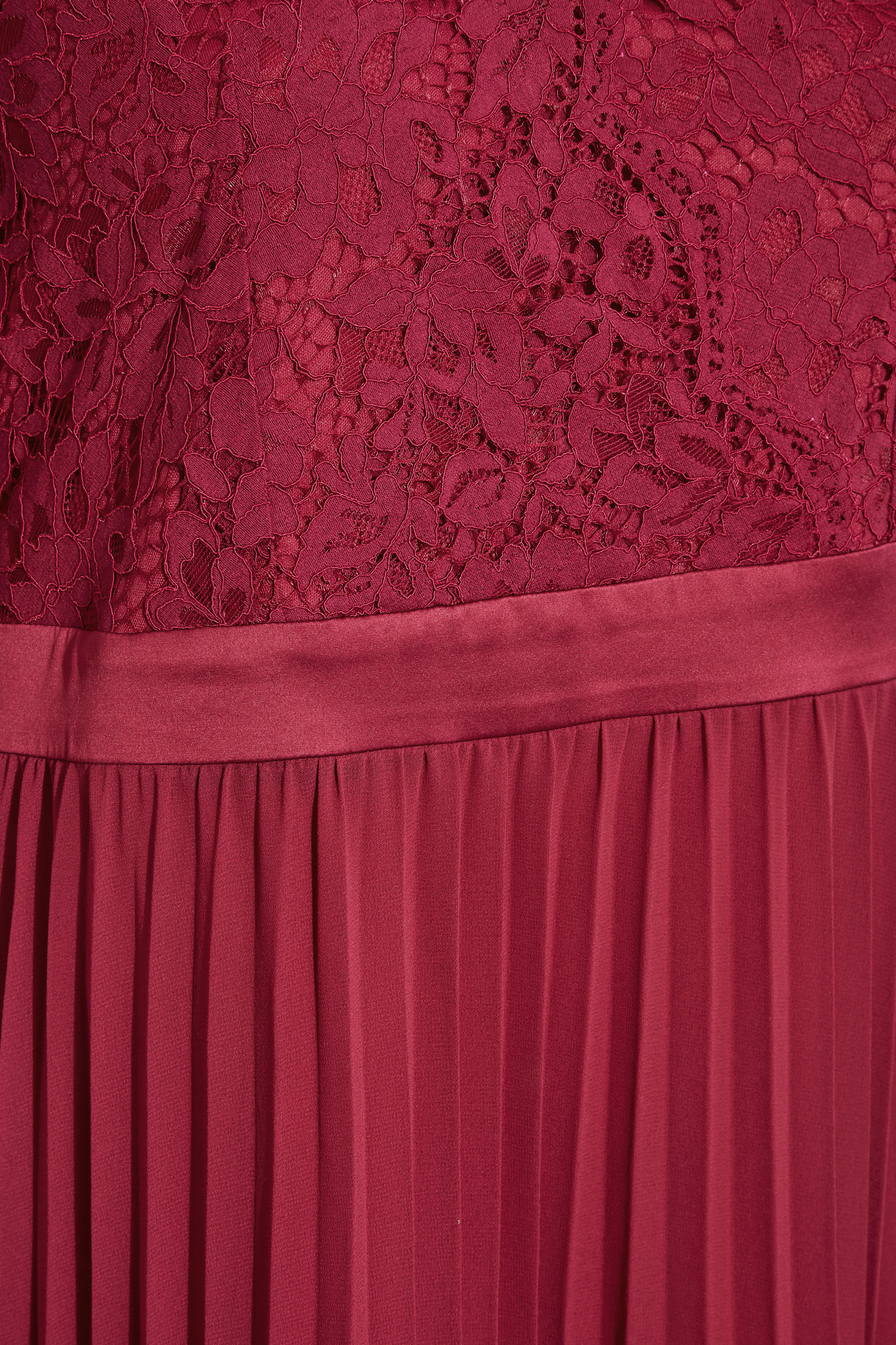 Plus Size YOURS LONDON Curve Burgundy Red Lace Pleated Maxi Dress | Yours Clothing  5