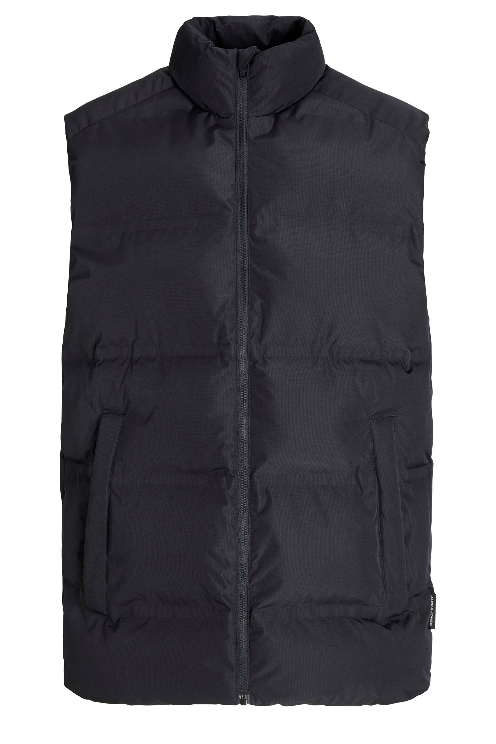 JACK & JONES Big & Tall Black Collared Puffer Bodywarmer | BadRhino 2