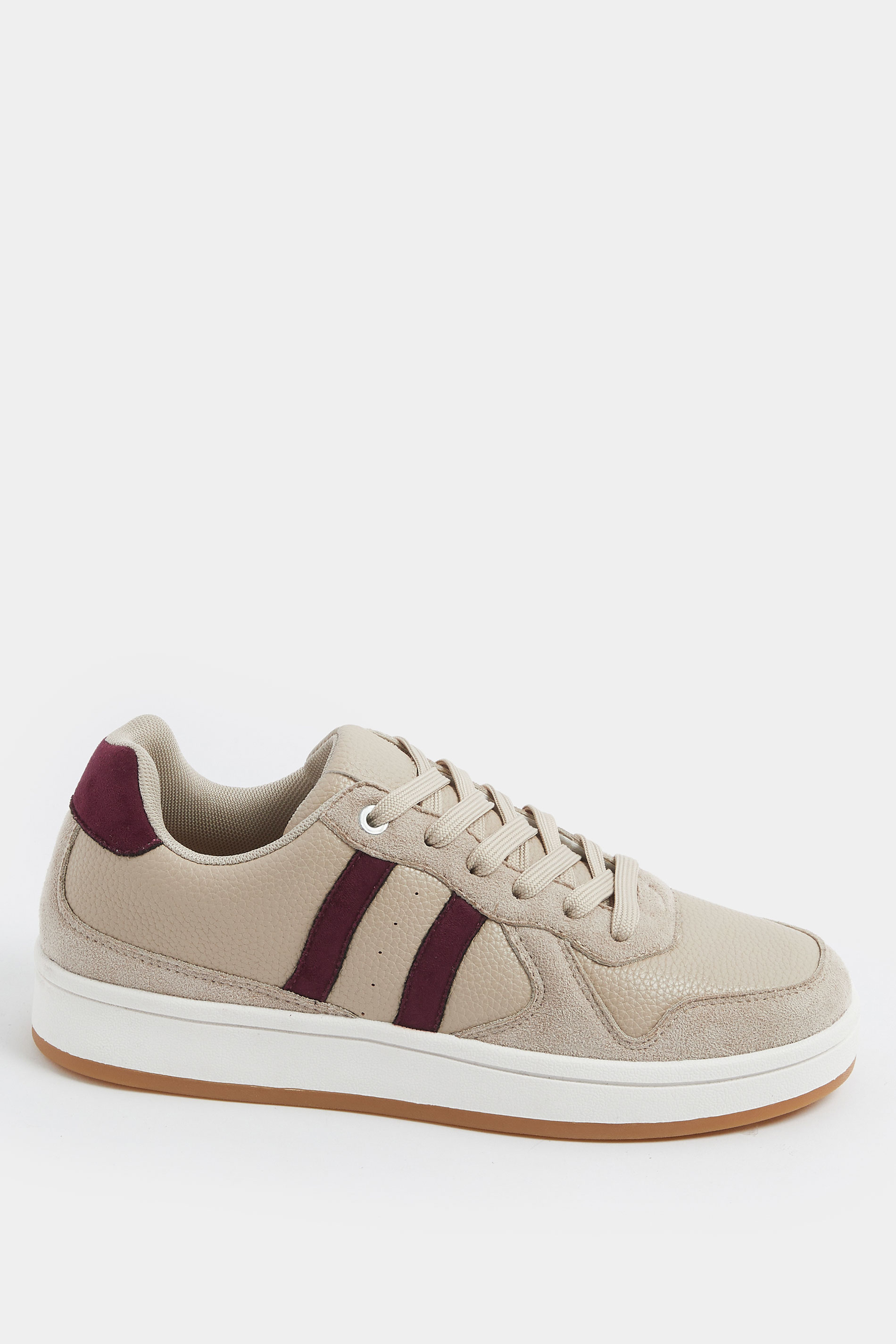 Natural Brown Padded Lace Up Trainers In Wide E Fit | YoursClothing 2