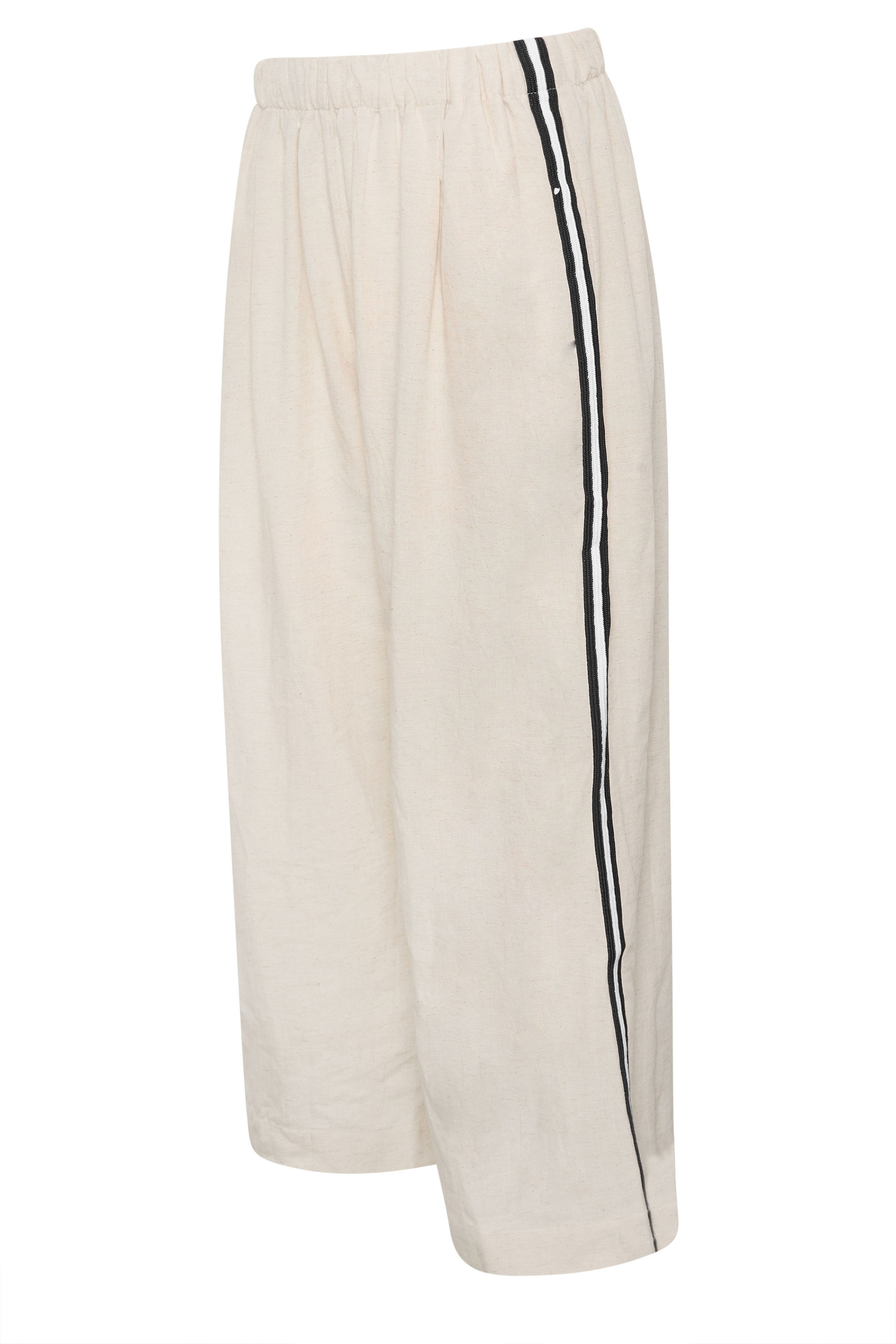 PixieGirl Petite Women's Natural Brown Side Stripe Linen Trousers | PixieGirl 6