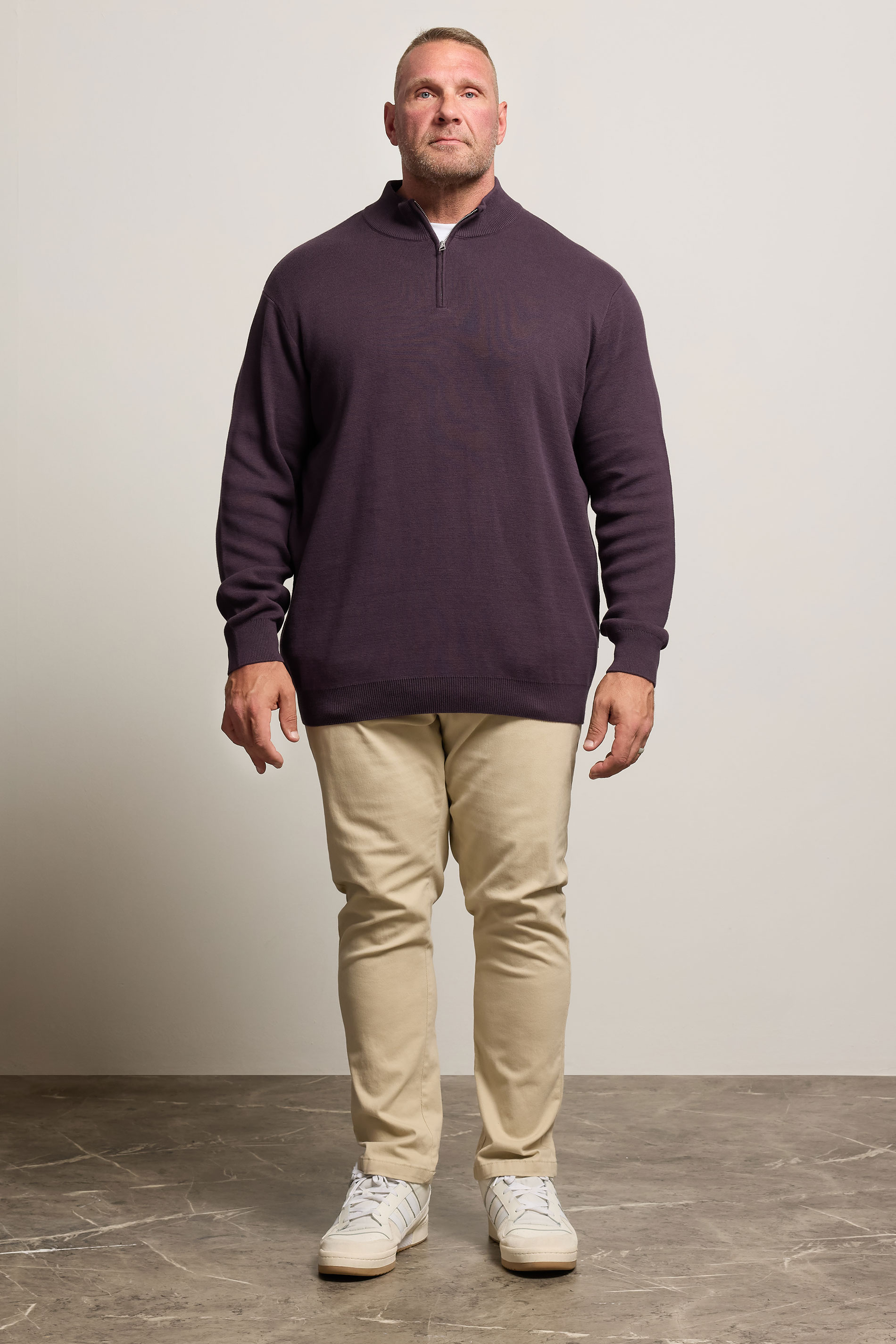 BadRhino Big & Tall Plum Purple Milano Quarter Zip Jumper | BadRhino 1