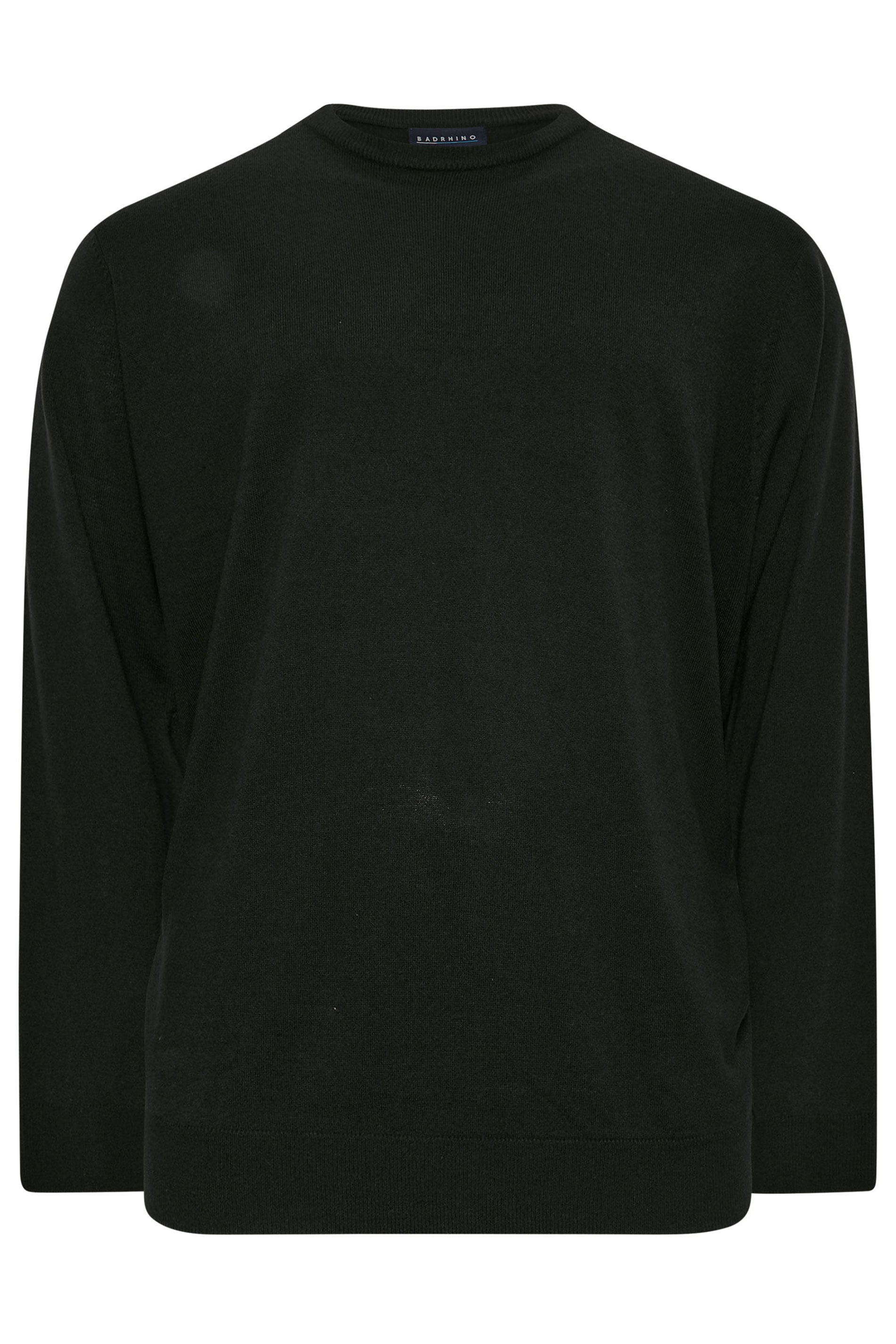 BadRhino Big & Tall Black Crew Neck Knitted Jumper | BadRhino 2