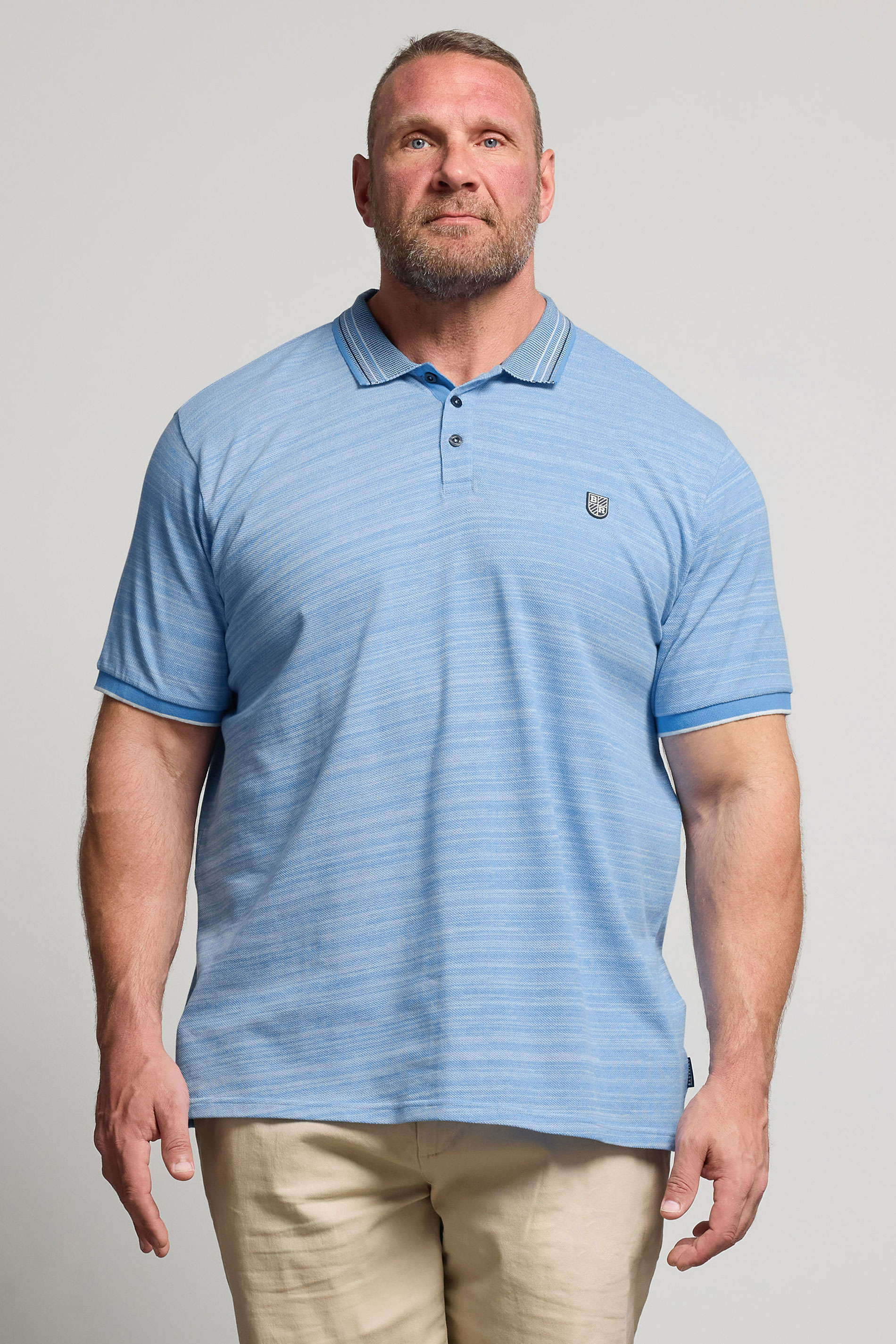 BadRhino Big & Tall Light Blue Jacquard Polo Shirt | BadRhnio 3