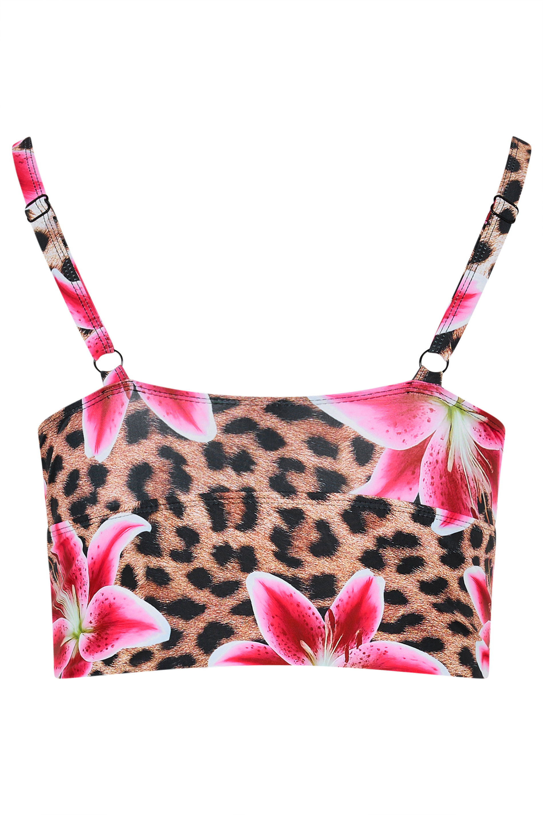 YOURS Plus Size Brown Animal Tie Bikini Top | Yours Clothing 8
