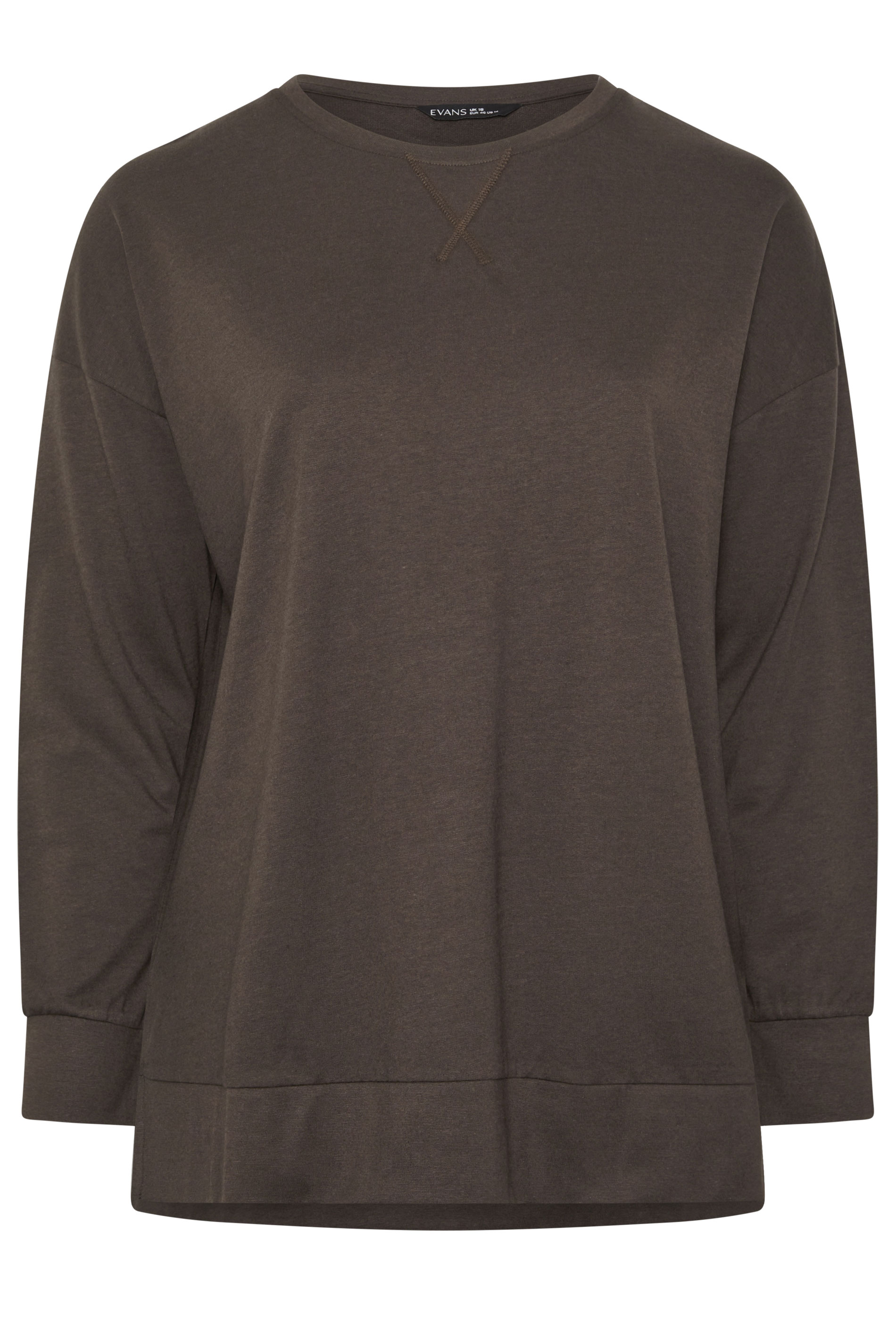 EVANS Plus Size Chocolate Brown Luxe Sweatshirt | Evans 5