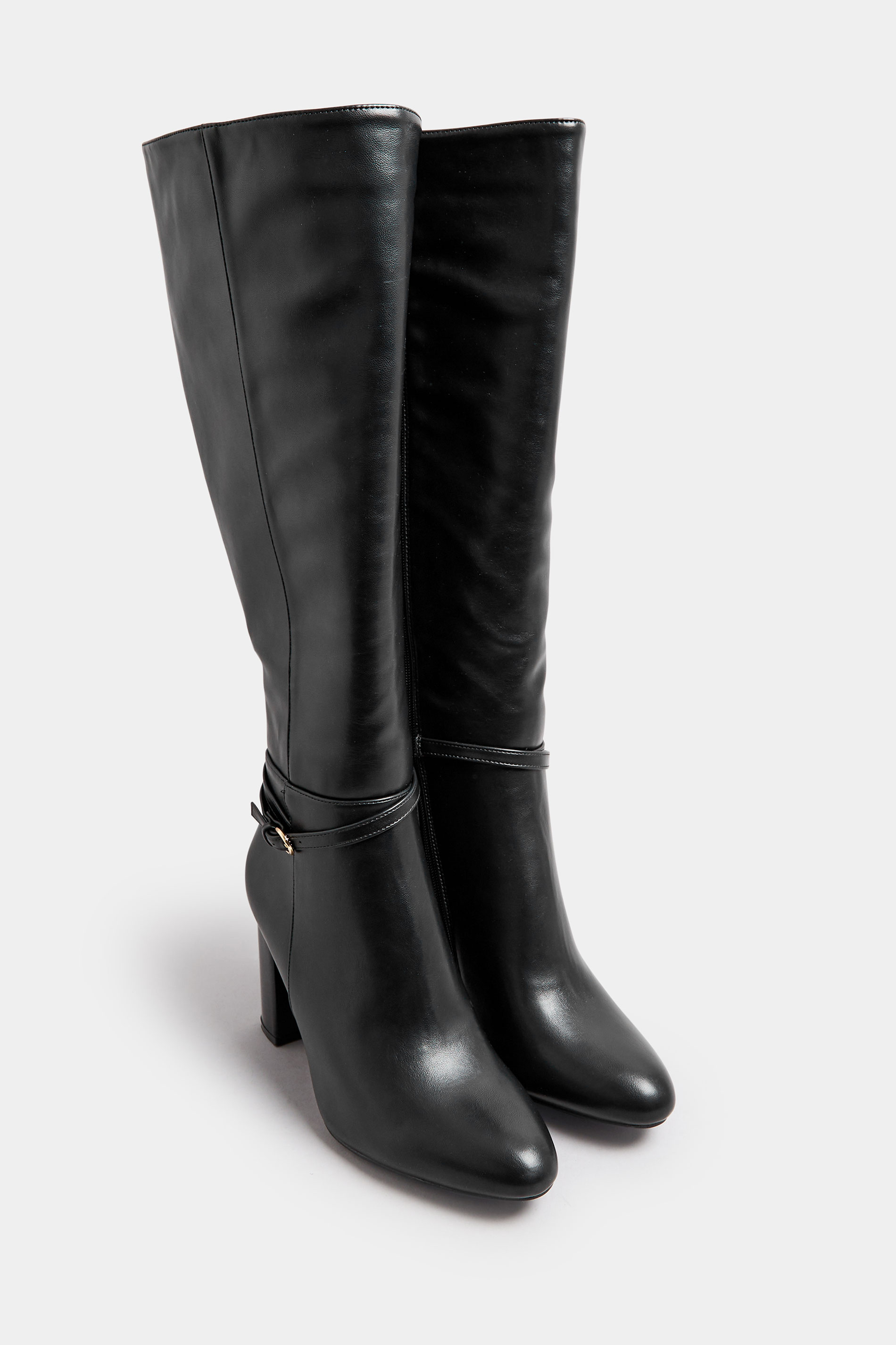 Black Heeled Knee High Boot In Wide E Fit & Extra Wide EEE Fit | Yours Clothing  1