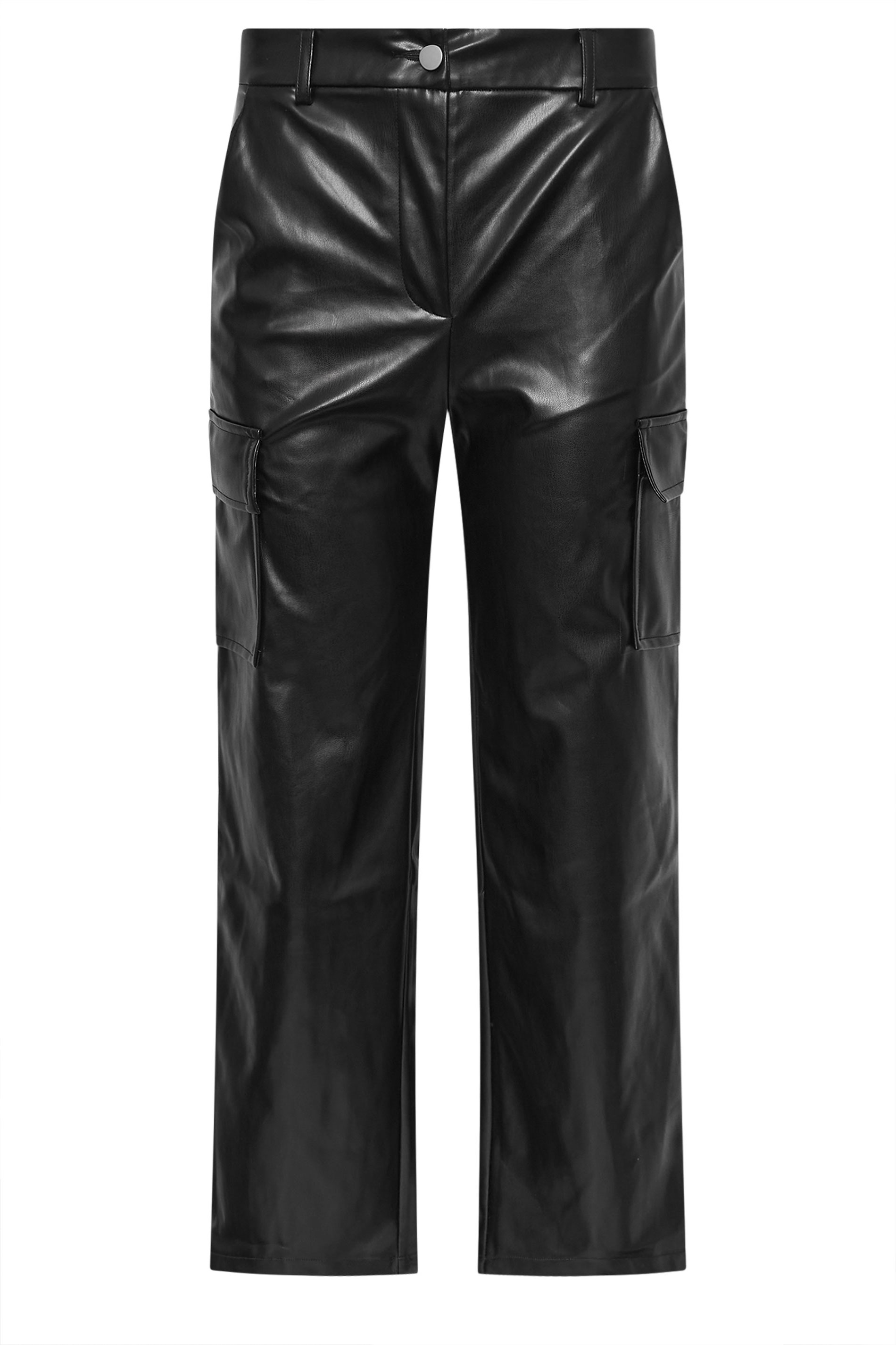 PixieGirl Petite Women's Black Faux Leather Utility Style Trousers | PixieGirl 7