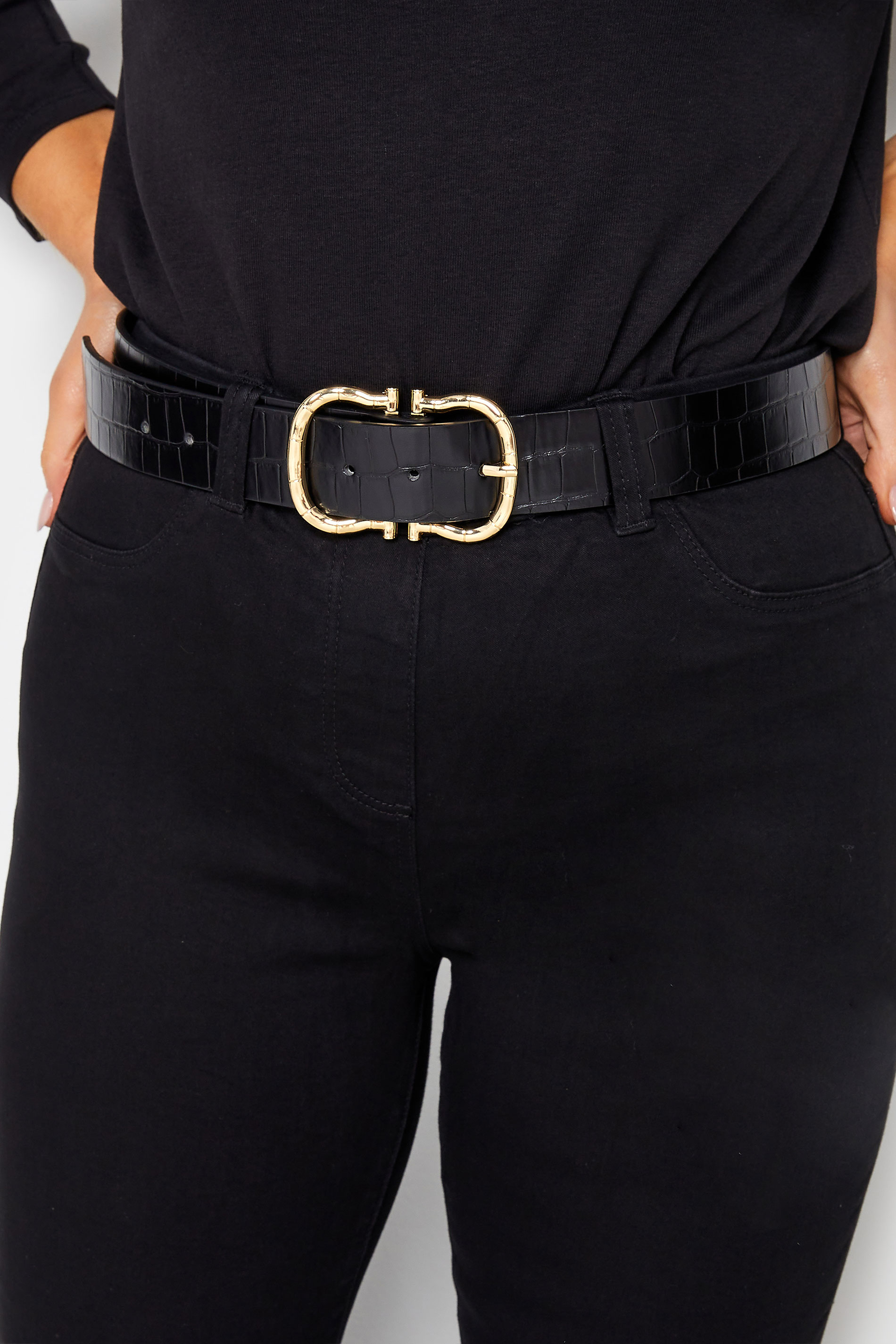 Black Horseshoe Double Buckle Belt | Yours Clothing 1