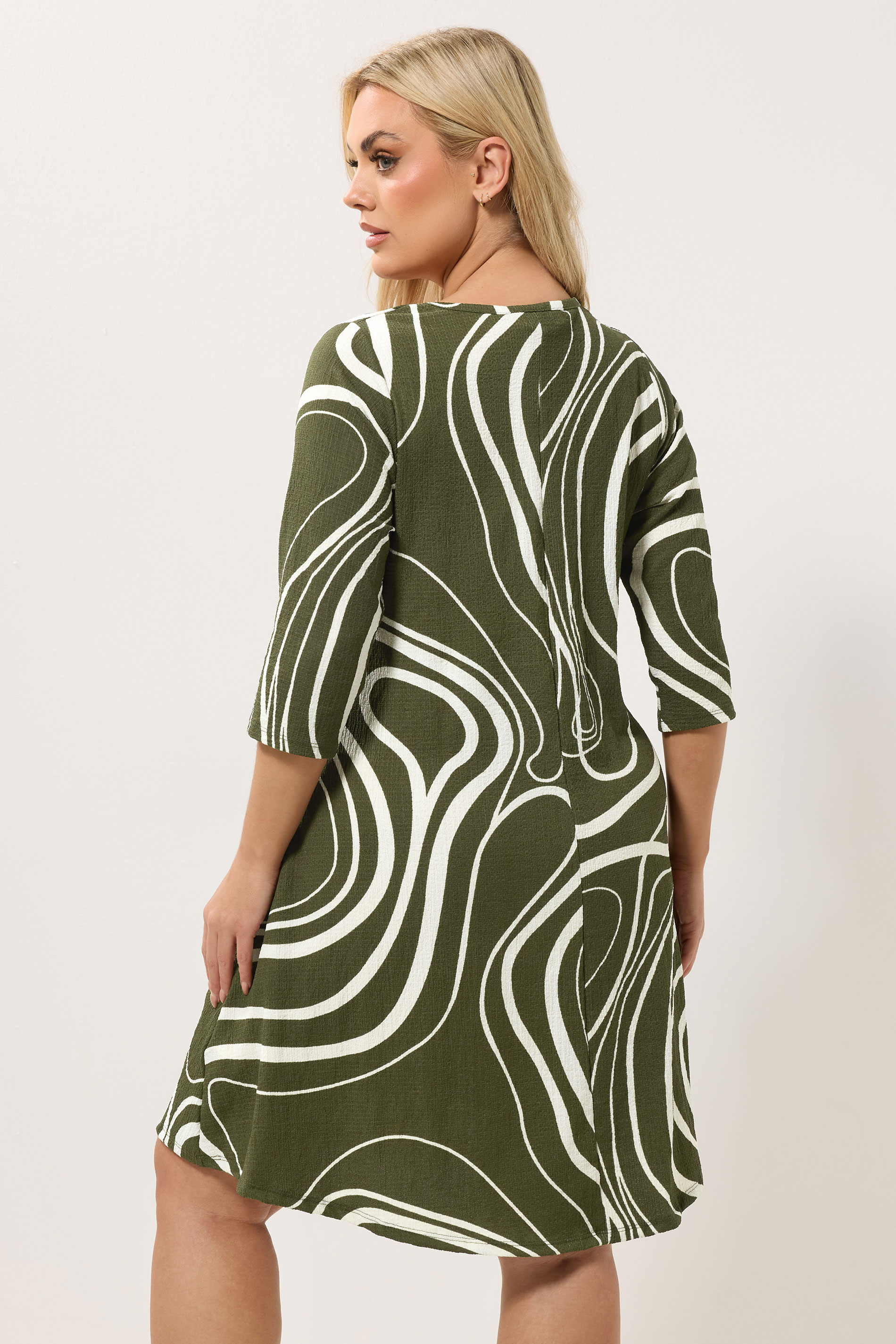 YOURS Plus Size Green Abstract Swirl Tunic Dress | Yours Clothing 2