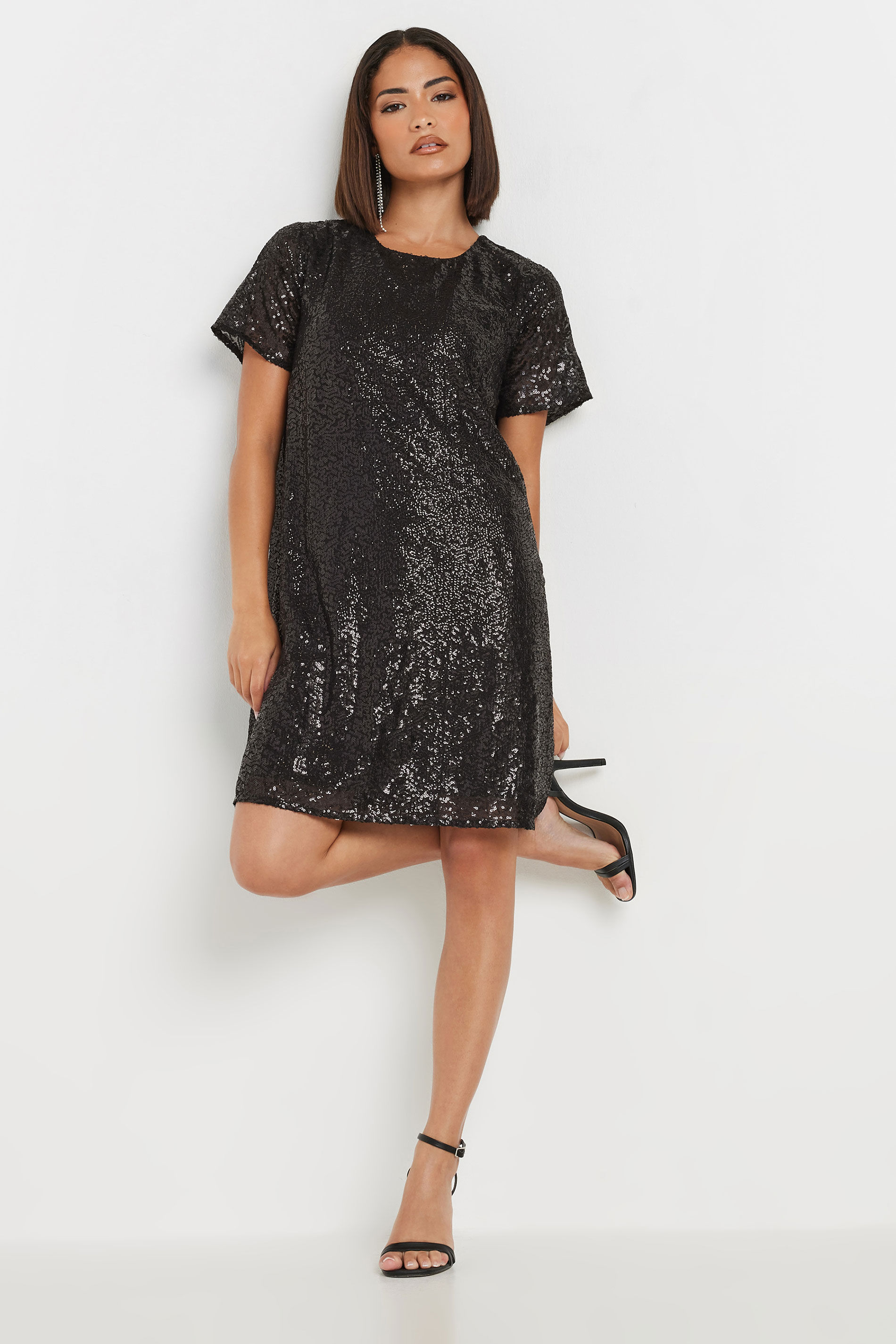 PixieGirl Black Sequin T-Shirt Dress | PixieGirl  2