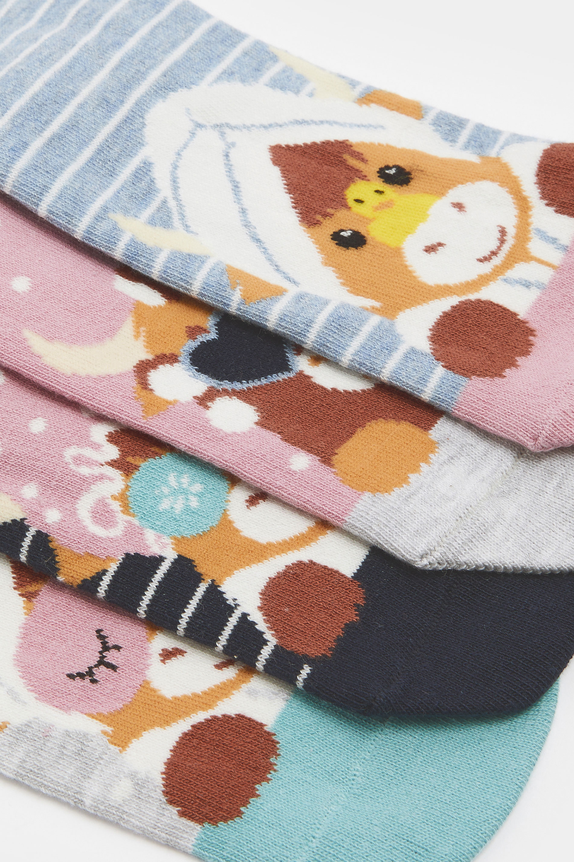 YOURSET 4 PACK Plus Size Blue & Pink Spa Cow Ankle Socks | Yours Clothing 4