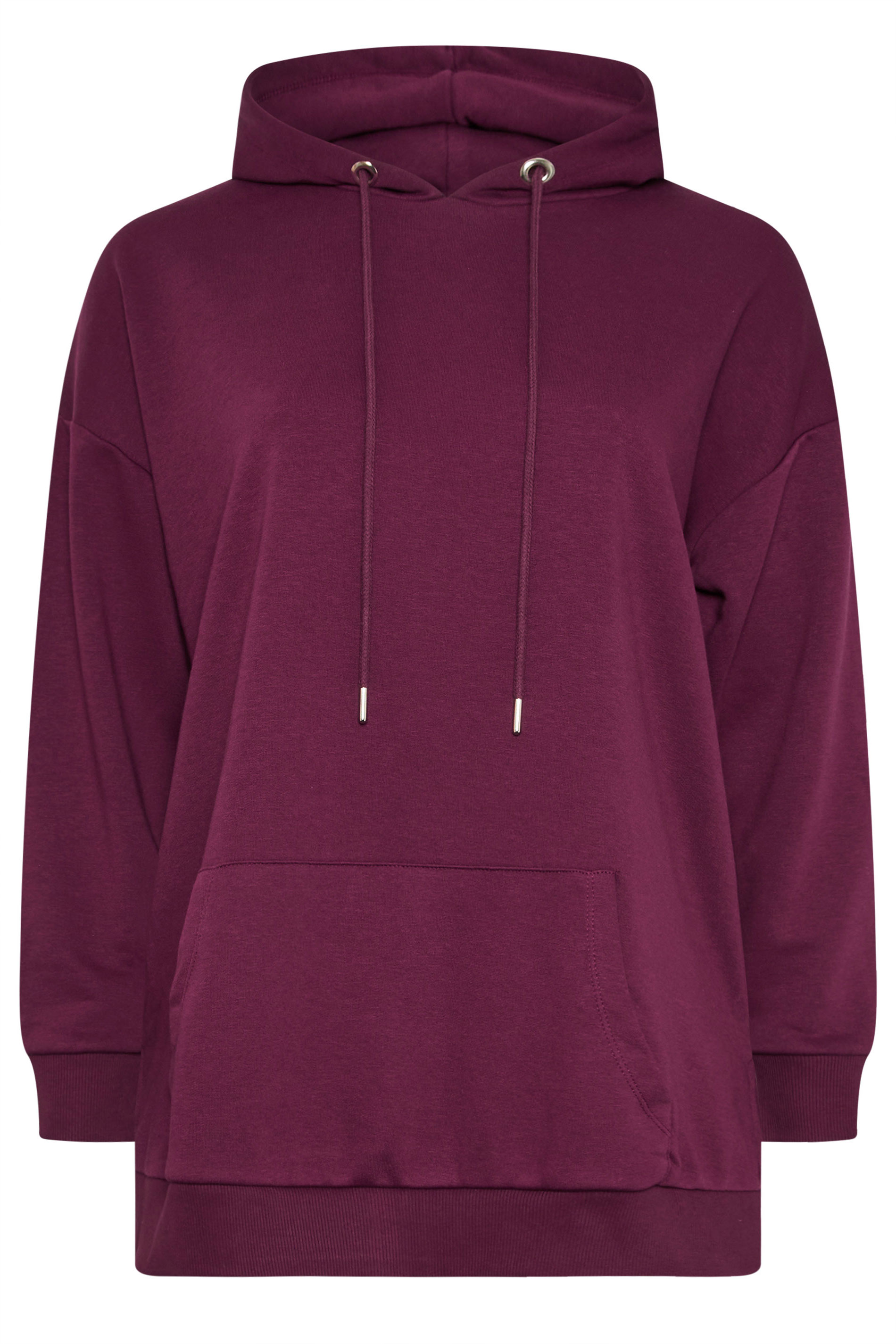 YOURS Plus Size Burgundy Red Pocket Front Hoodie | Yours Clothing 5