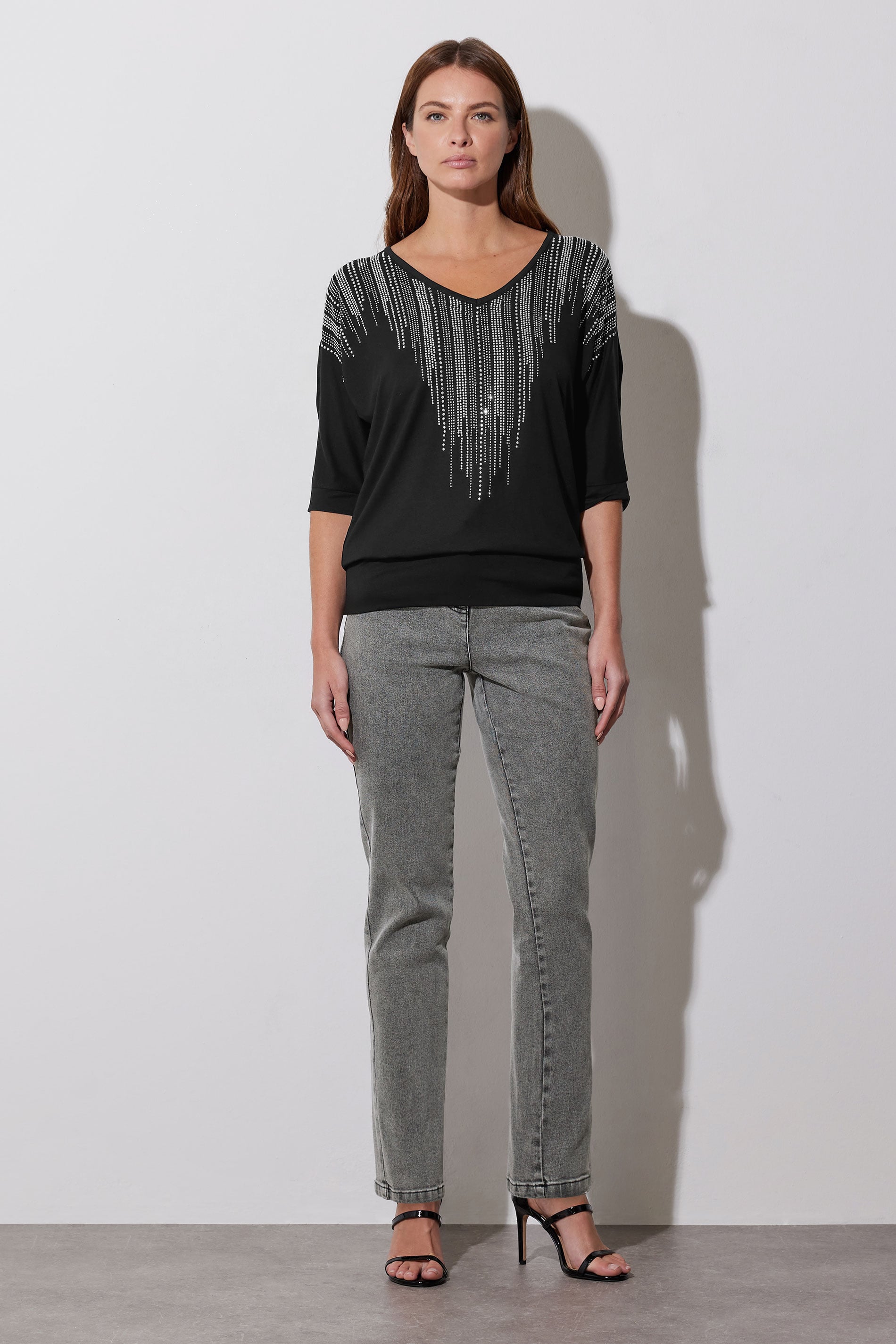 Women's Black Star By Julien Macdonald Star Embellished Neckline Top Size 16