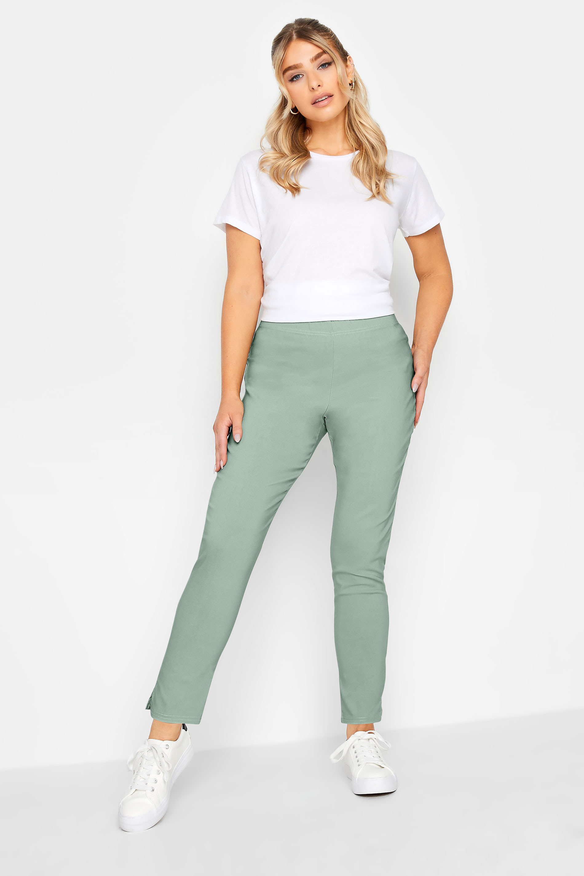 M&Co Sage Green Stretch Bengaline Trousers | M&Co 2