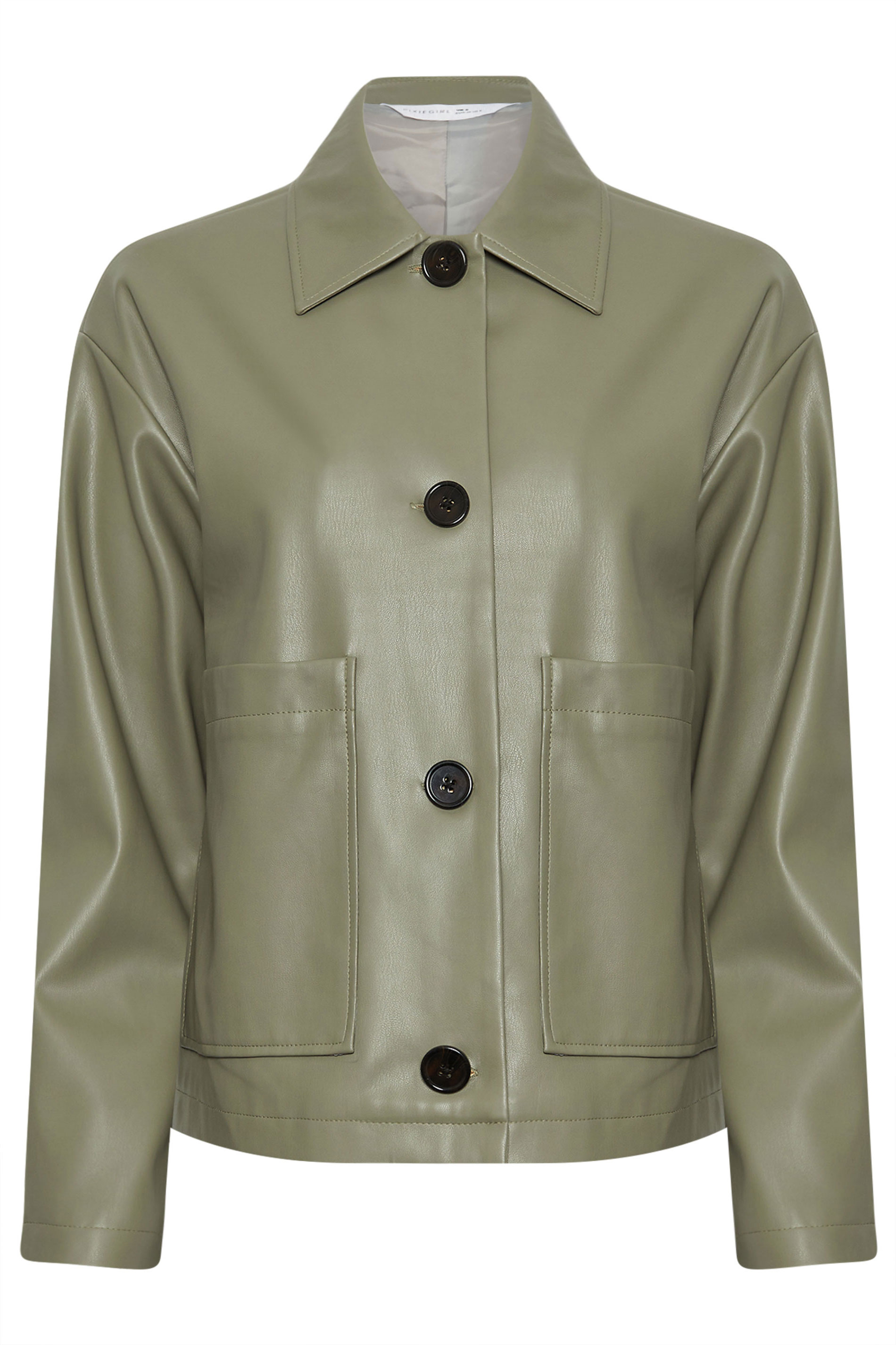 PixieGirl Petite Women's Green Faux Leather Pocket Jacket | PixieGirl 5