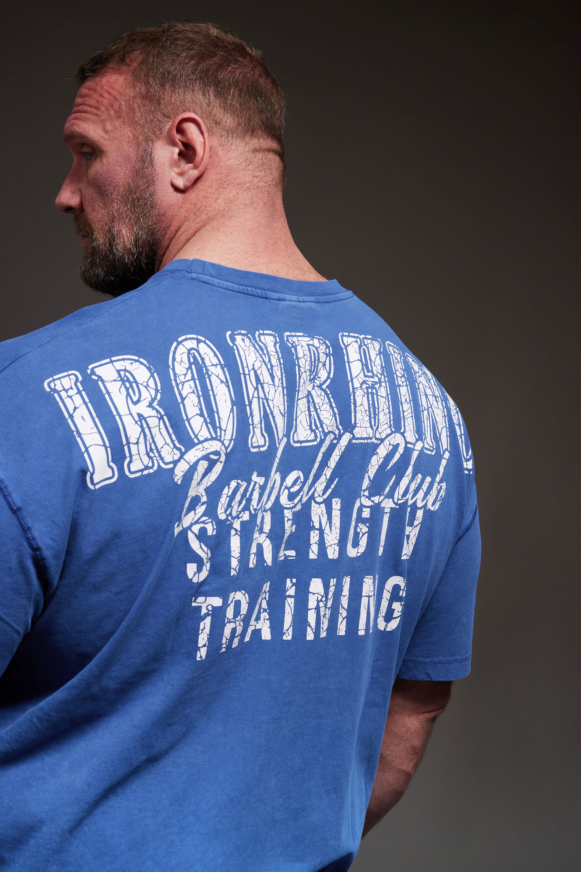 IronRhino Big & Tall Blue Acid Wash 'Barbell Club' T-Shirt | BadRhino 3