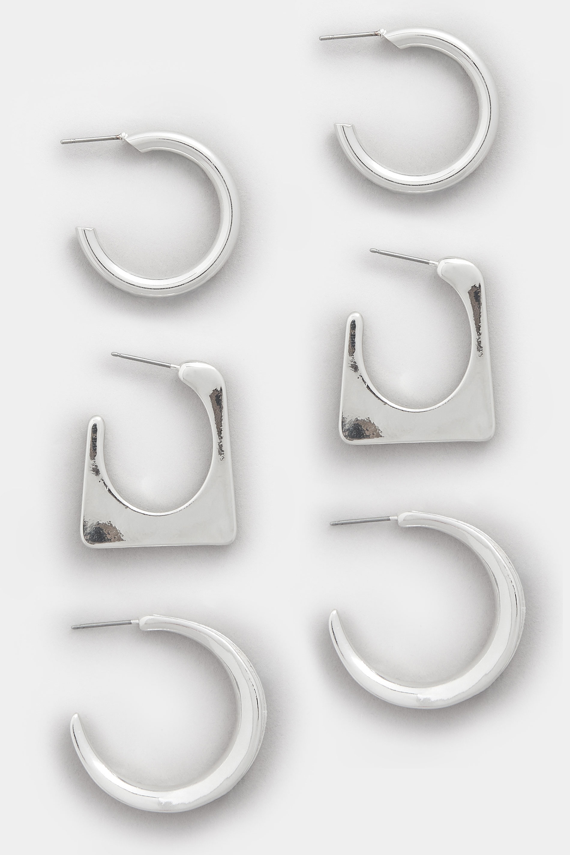 YOURSET 3 PACK Silver Tone Mixed Hoop Earring Set | Yours Clothing 3