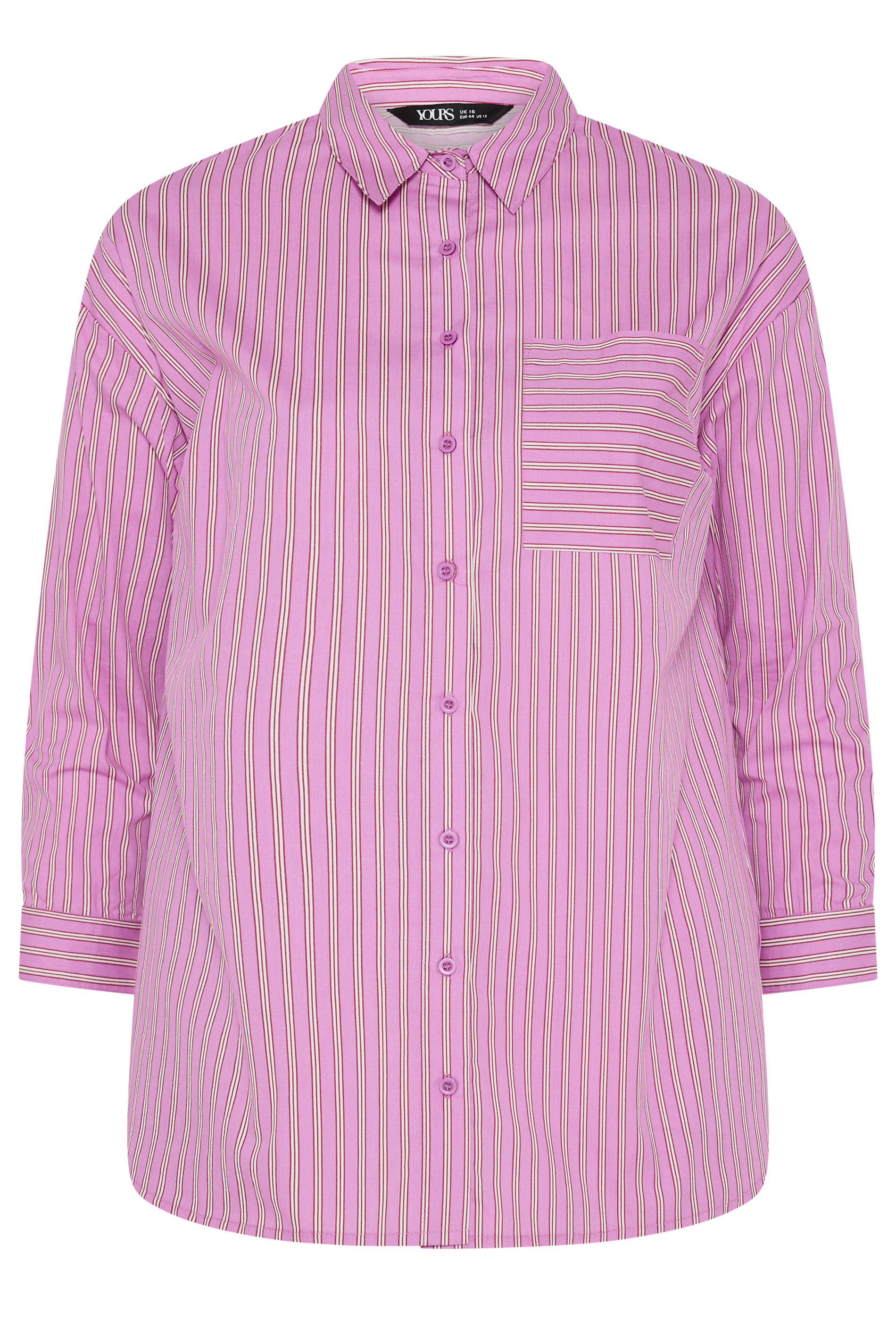 YOURS Plus Size Pink Stripe Button Through Shirt | Yours Clothing 5