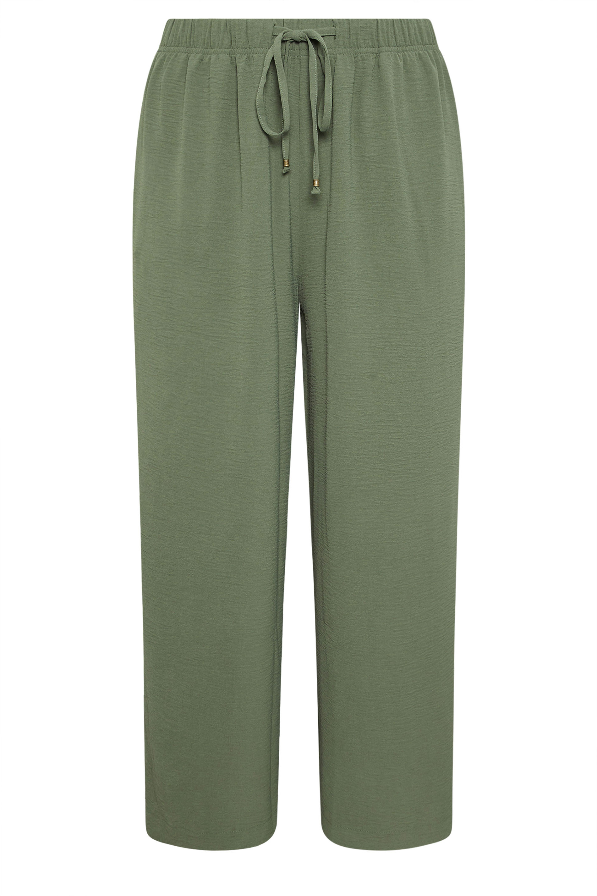 YOURS Plus Size Khaki Green Twill Wide Leg Trousers | Yours Clothing 5