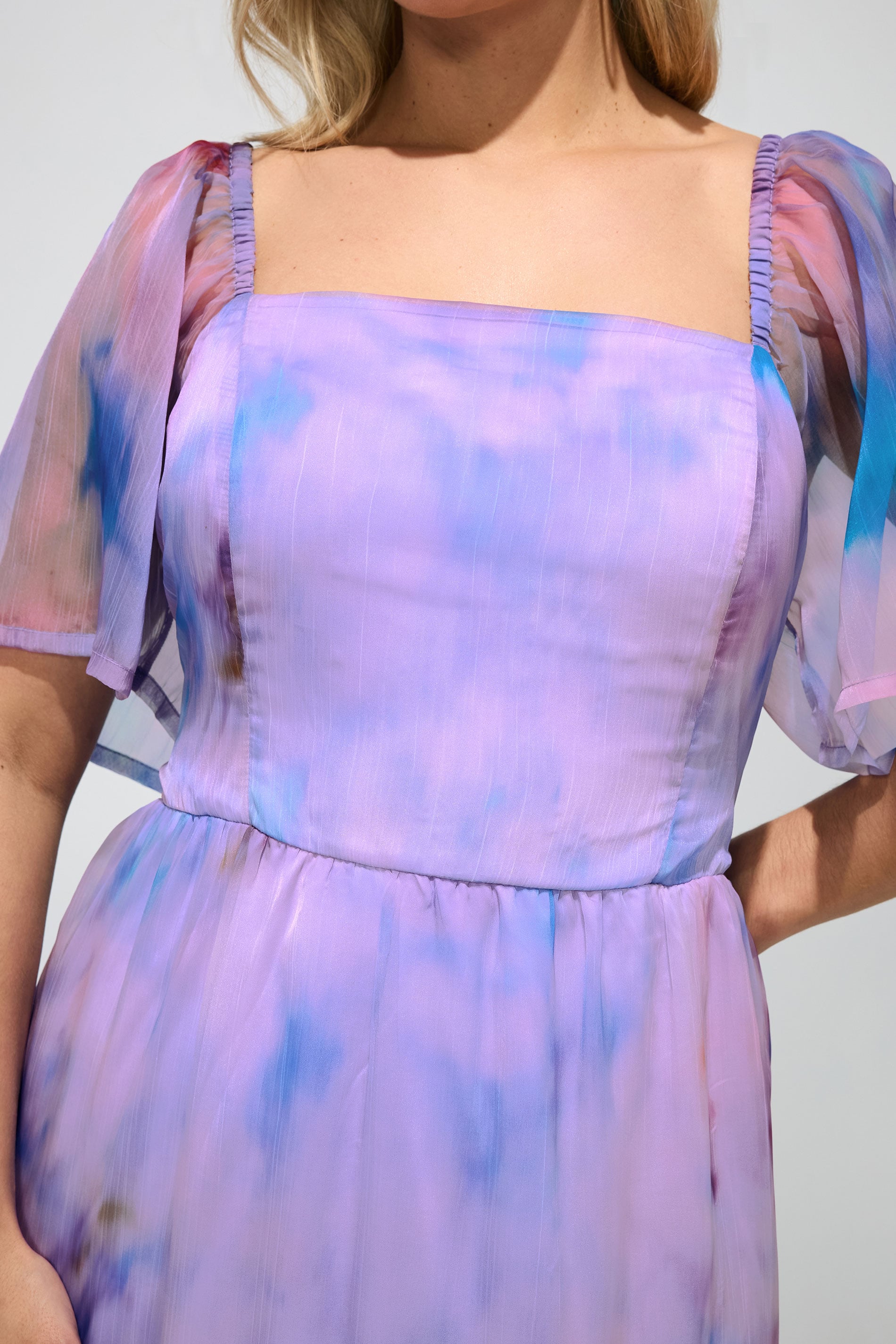 YOURS LONDON Plus Size Purple Abstract Organza Dress | Yours Clothing 5