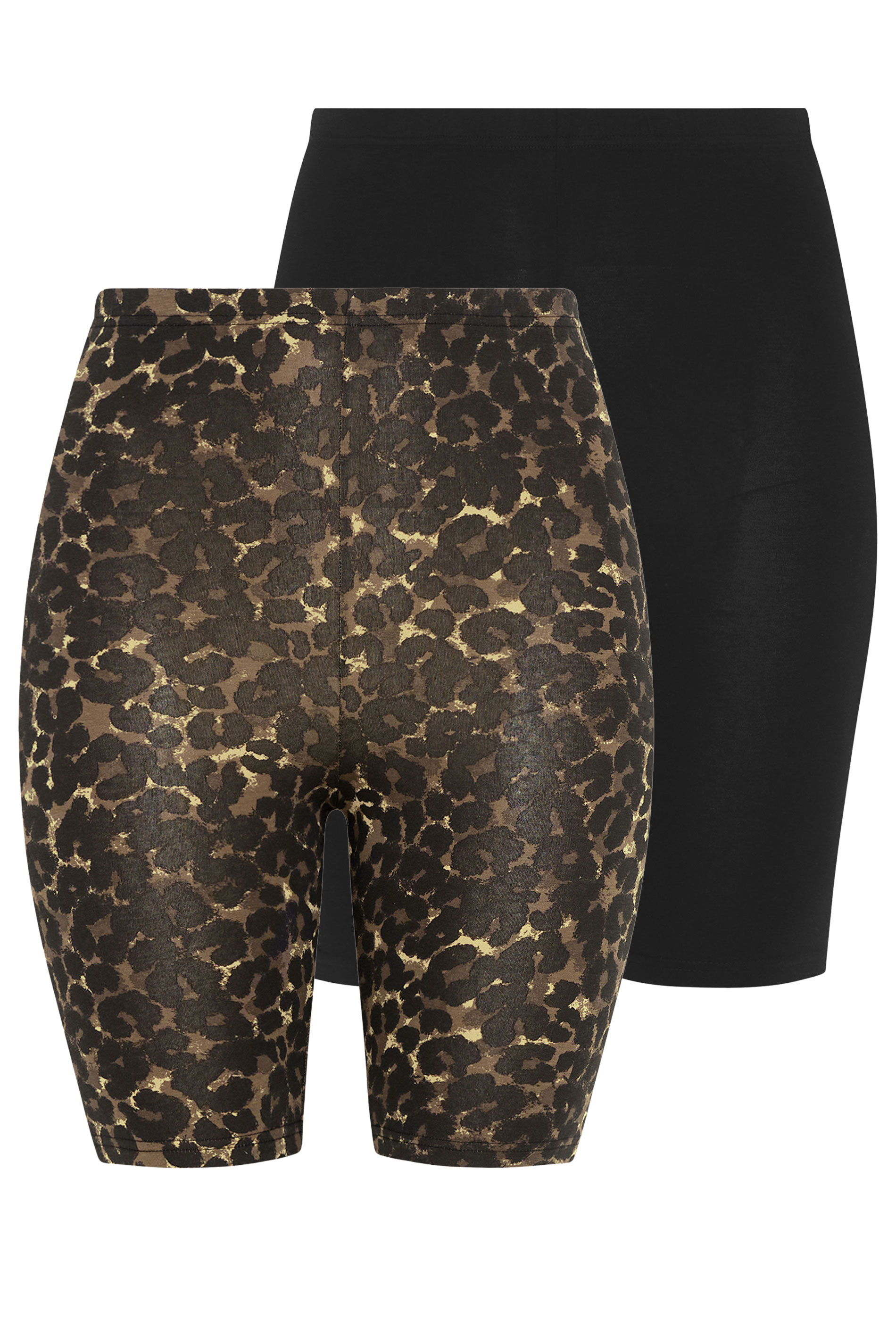 YOURSET 2 PACK Plus Size Black Leopard Stretch Cycling Shorts | Yours Clothing 9
