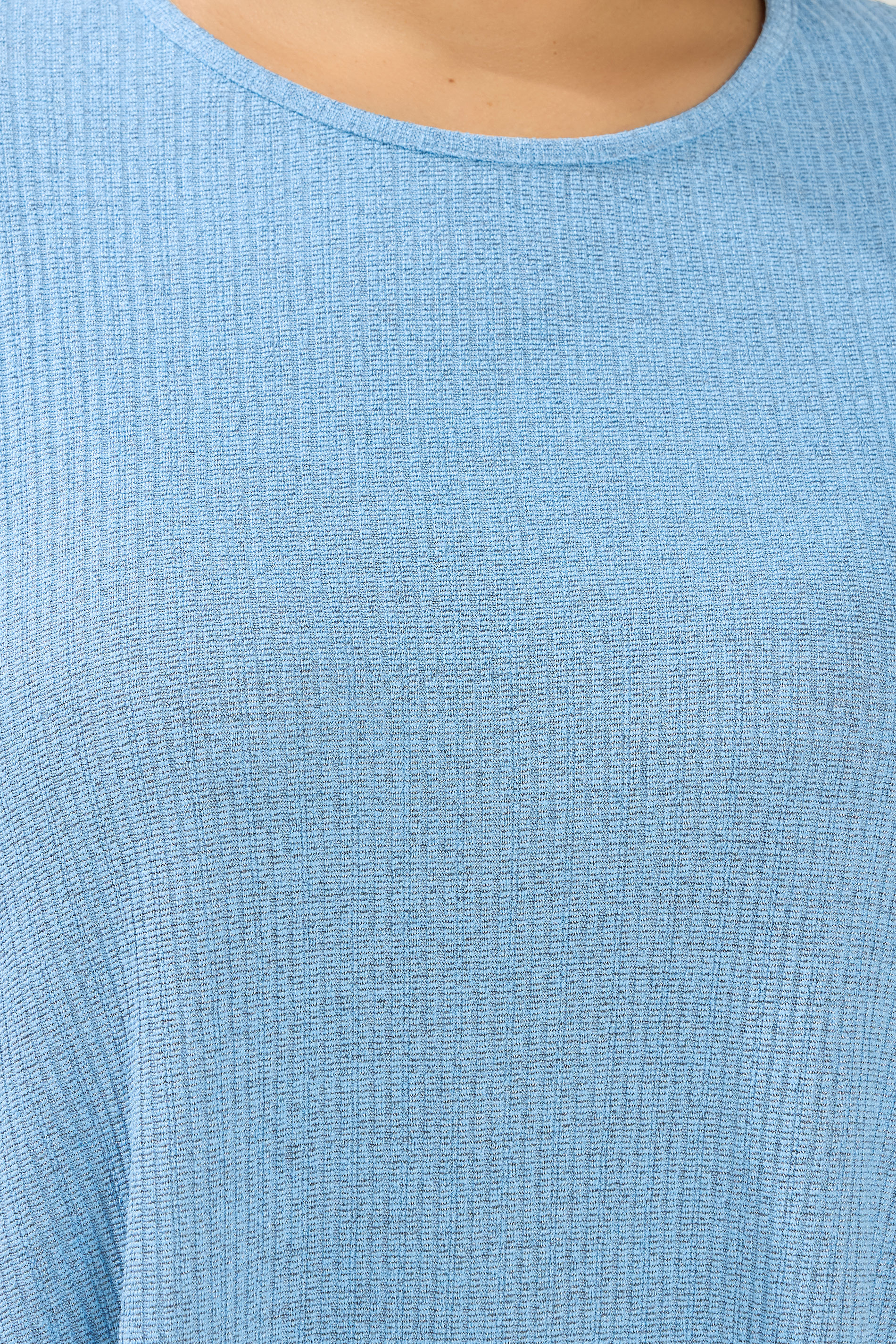YOURS Plus Size Light Blue Ribbed Soft Touch T-Shirt | Yours Clothing 4