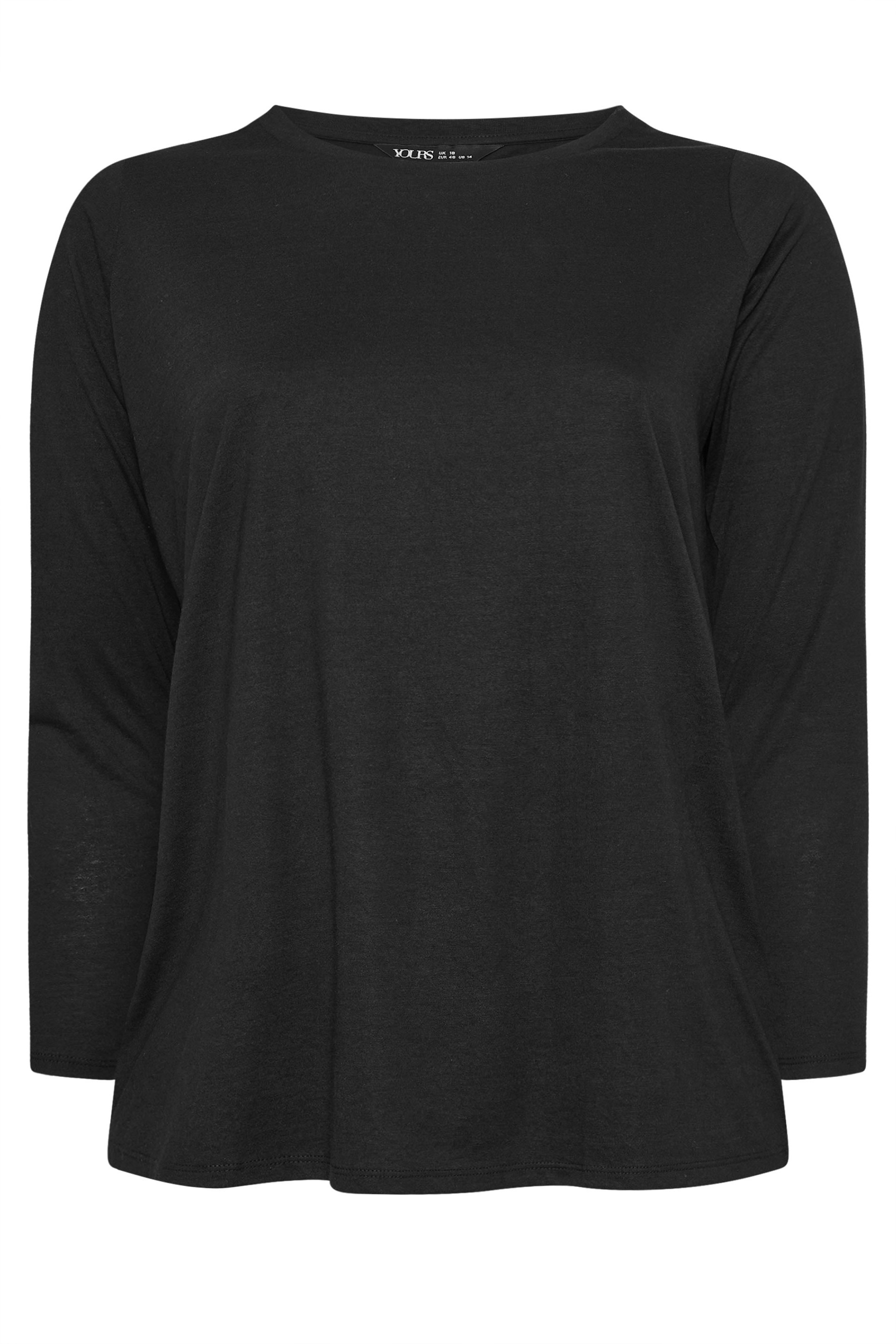 Plus Size Black Long Sleeve T-Shirt | Yours Clothing 5